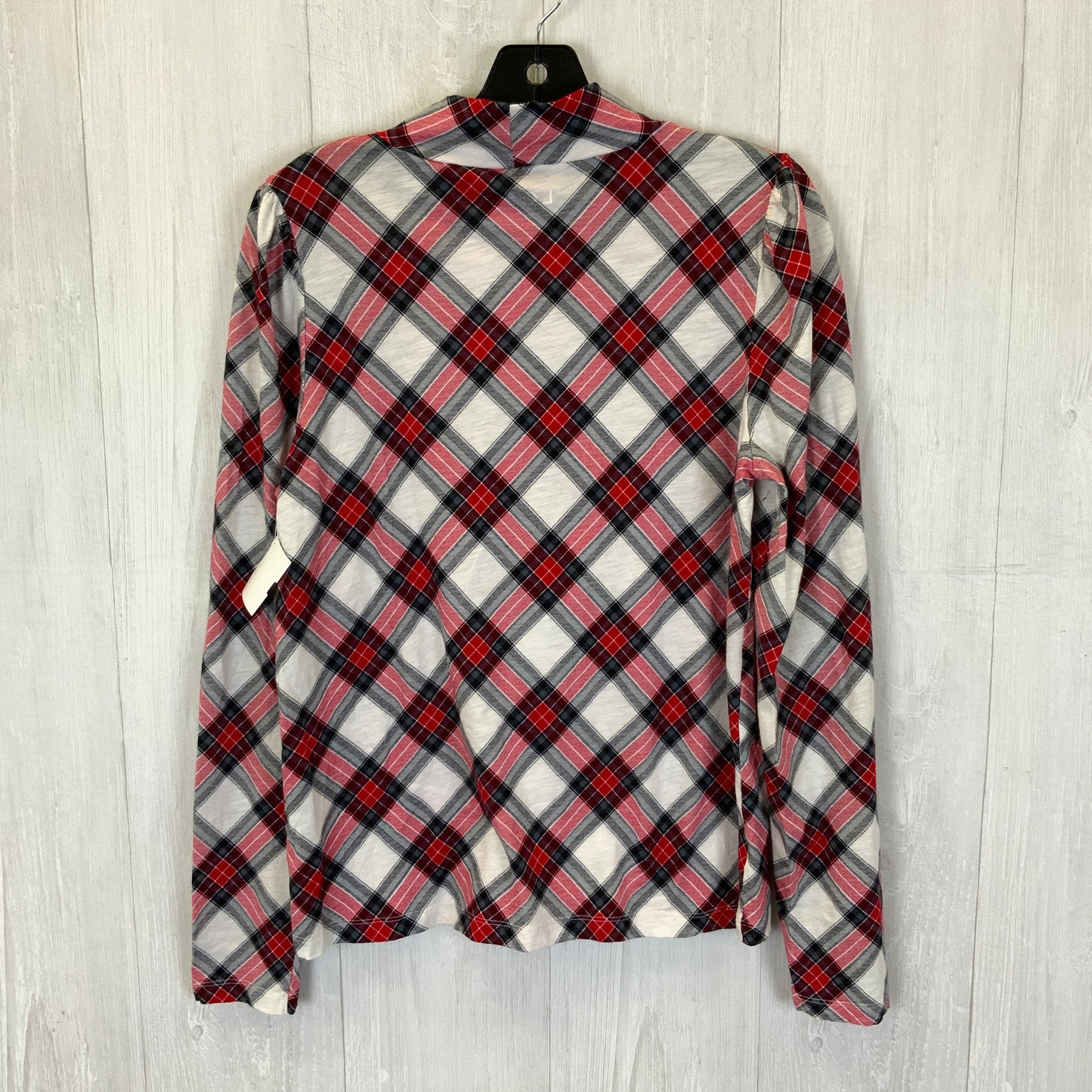 Top Long Sleeve Basic By Loft In Plaid Pattern, Size: L