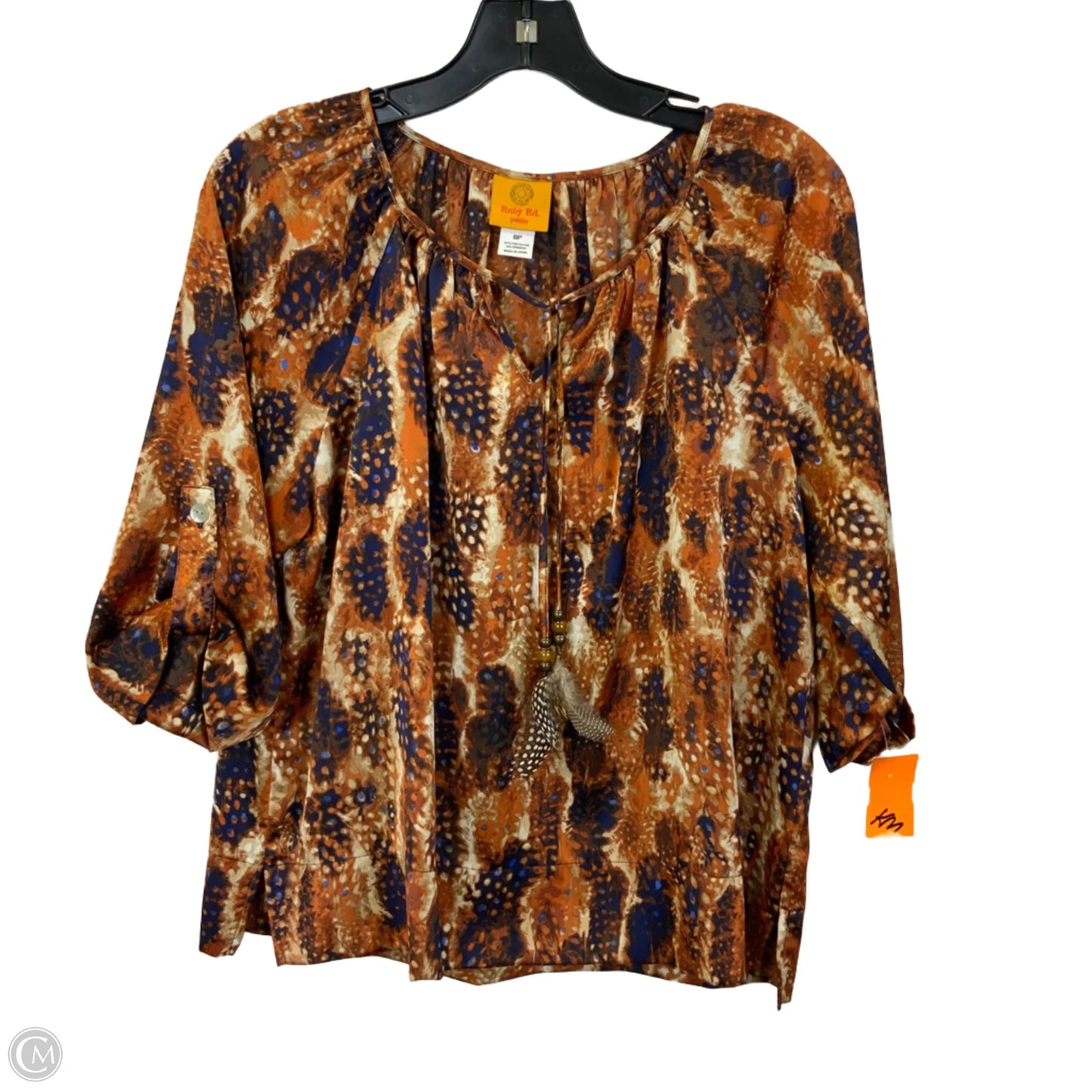 Top 3/4 Sleeve By Ruby Rd In Brown, Size: Mp