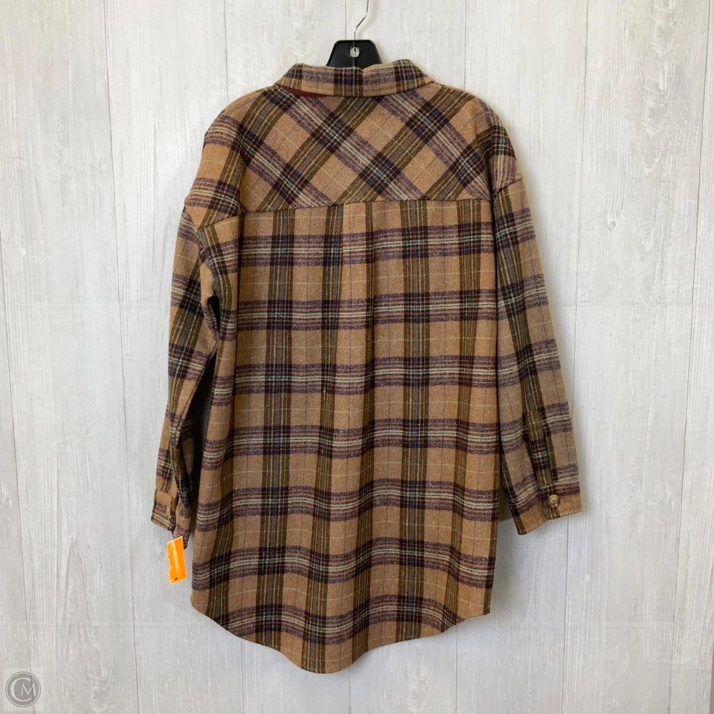 Jacket Shirt By Clothes Mentor In Brown, Size: S