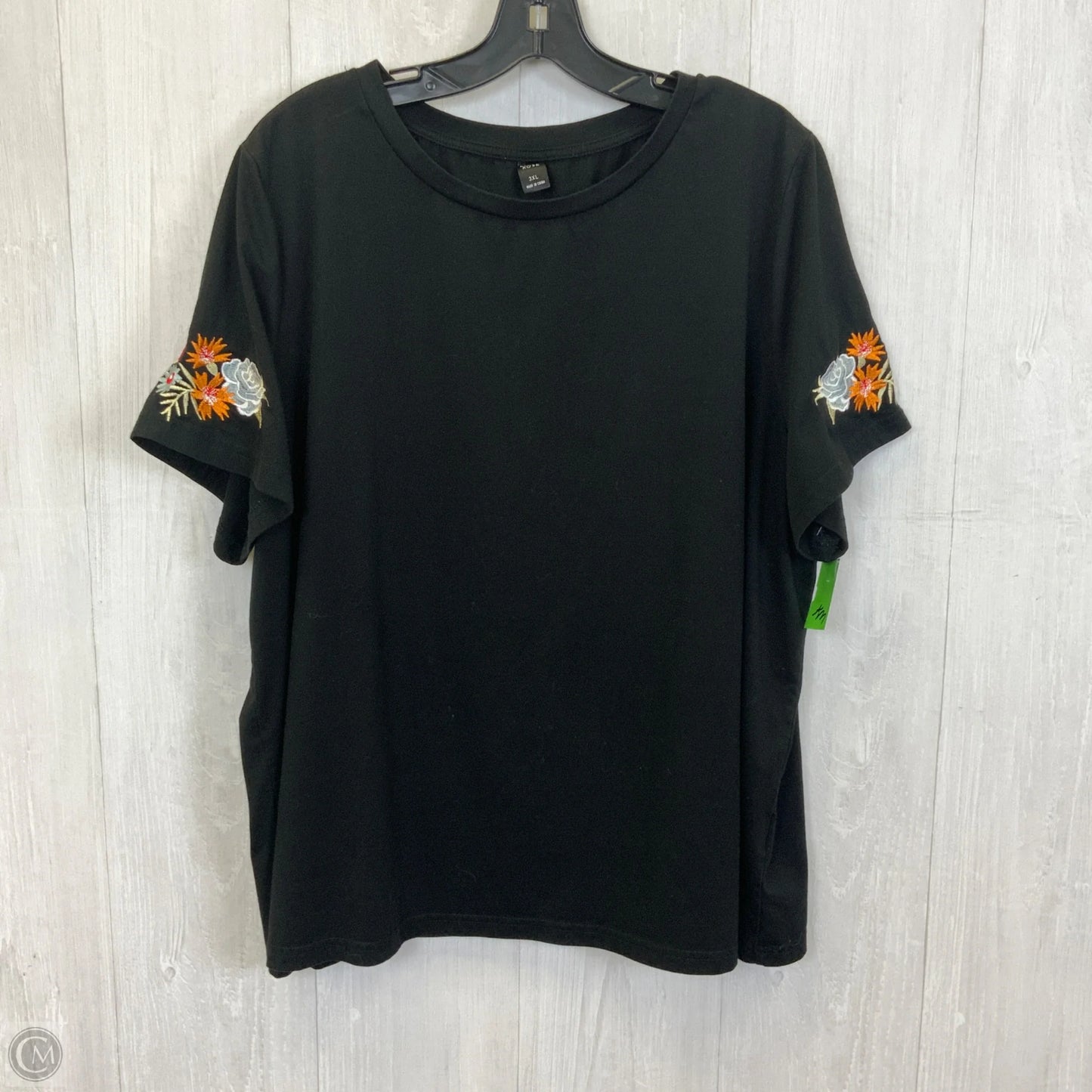 Top Short Sleeve Basic By Shein In Black, Size: 3x