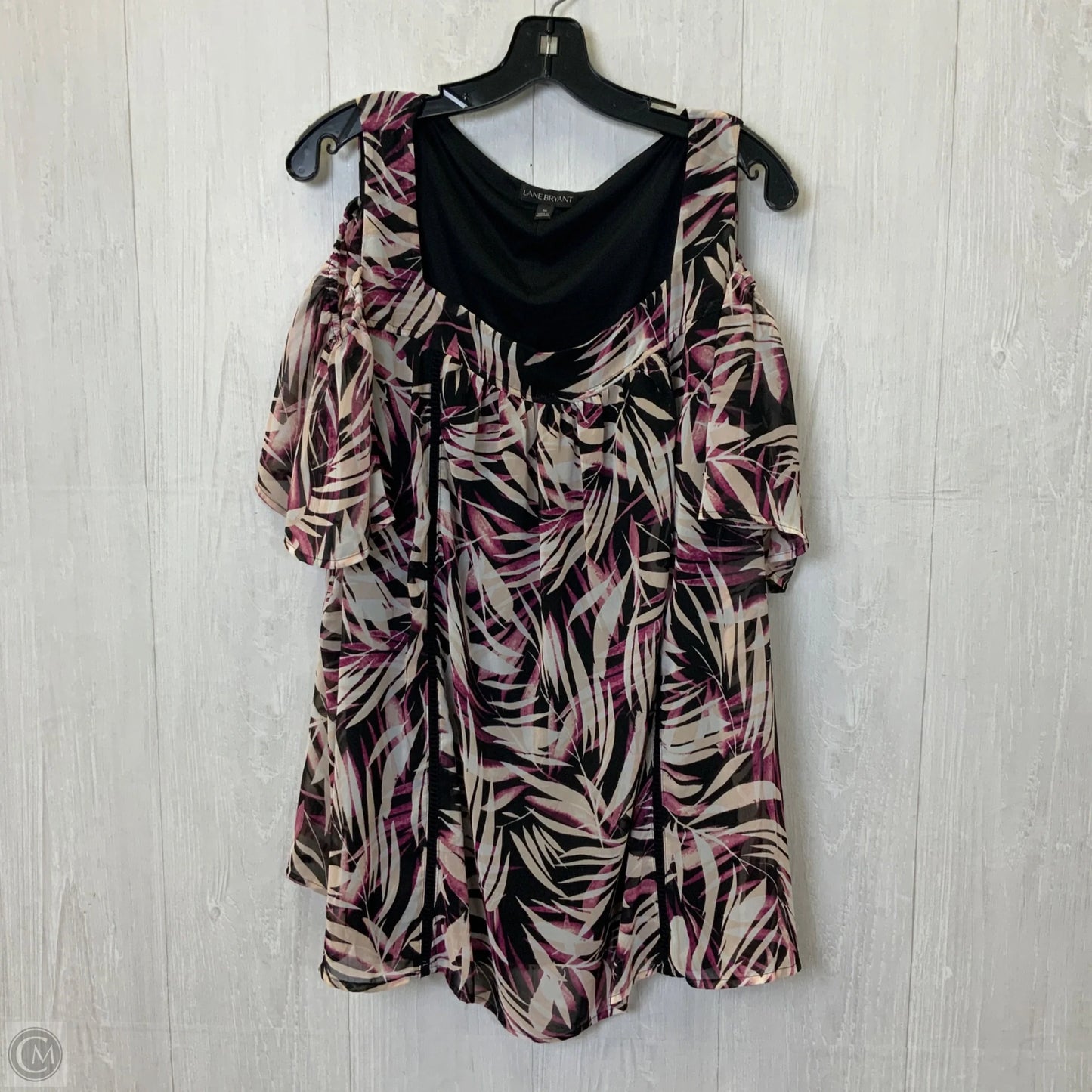 Top Short Sleeve By Lane Bryant In Black & Purple, Size: 2x