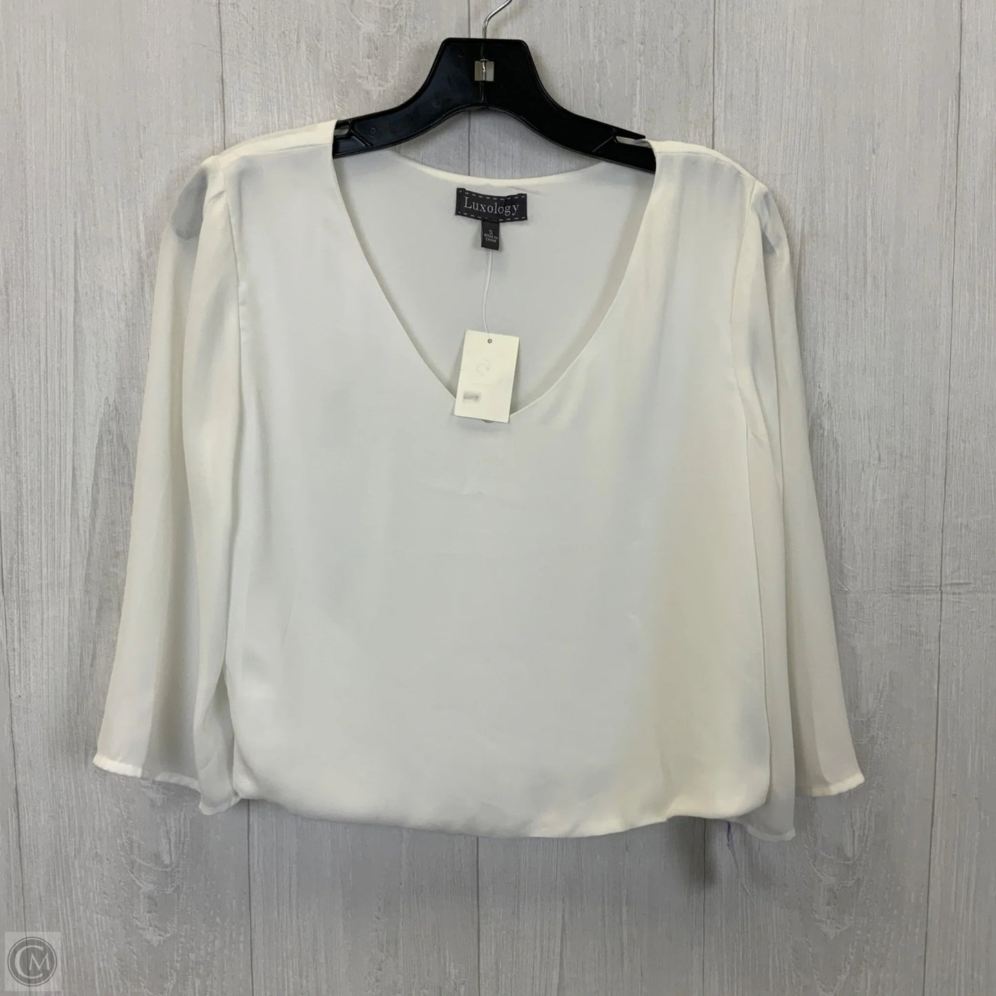 Top Long Sleeve By Luxology In White, Size: S