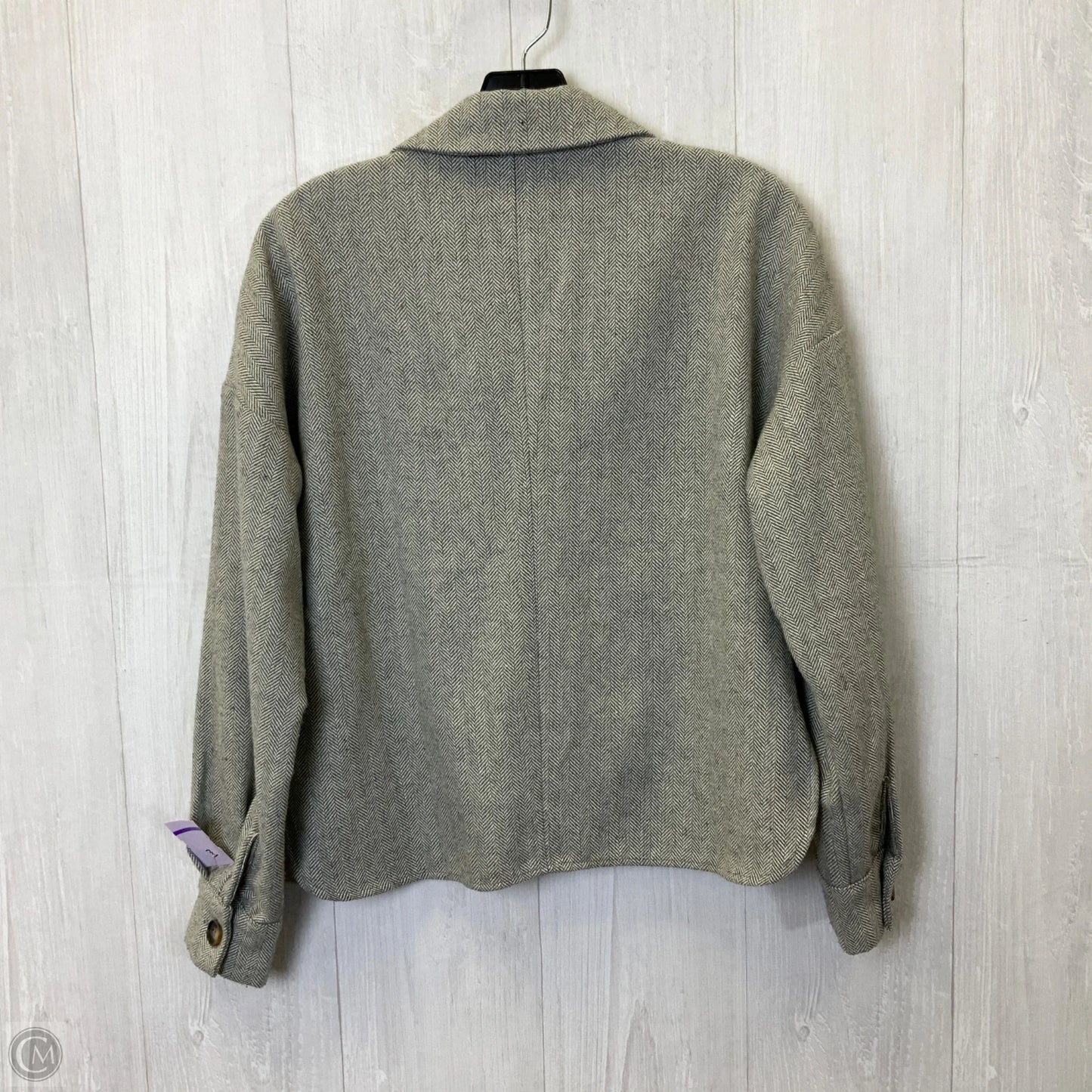 Jacket Shirt By Clothes Mentor In Grey & White, Size: S