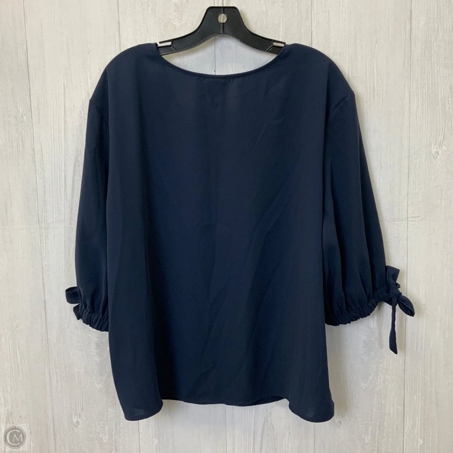 Blouse 3/4 Sleeve By Worthington In Navy, Size: 2x