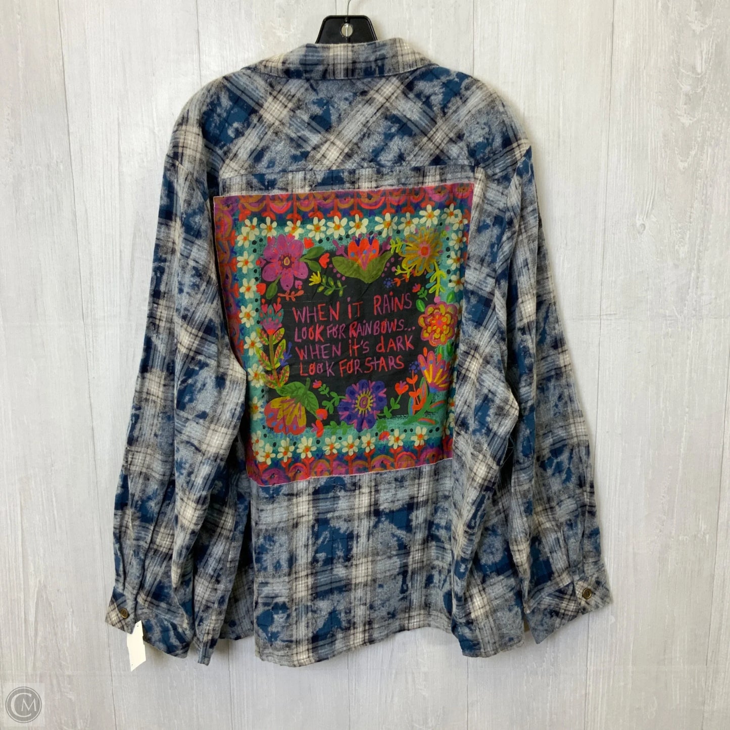 Blouse Long Sleeve By Natural Life In Plaid Pattern, Size: Xl