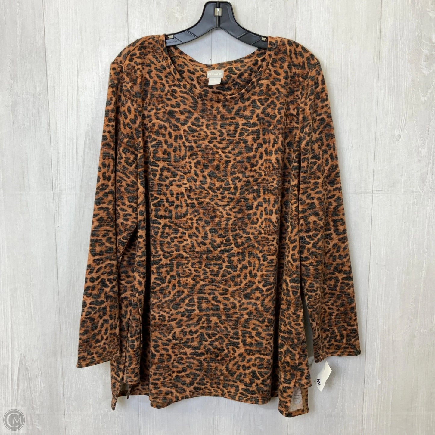 Top Long Sleeve Basic By Chicos In Leopard Print, Size: Xl