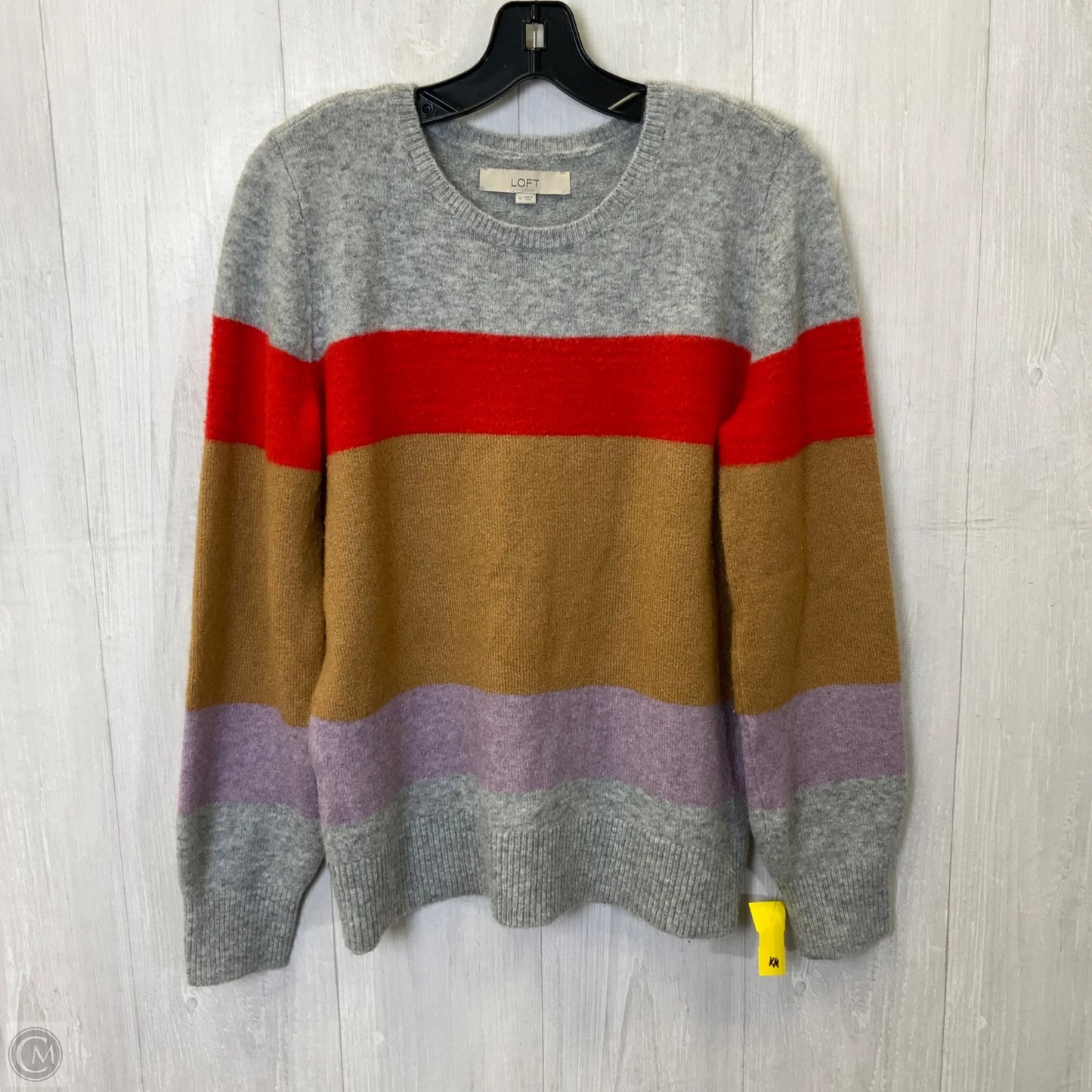 Sweater By Loft In Grey & Orange, Size: M