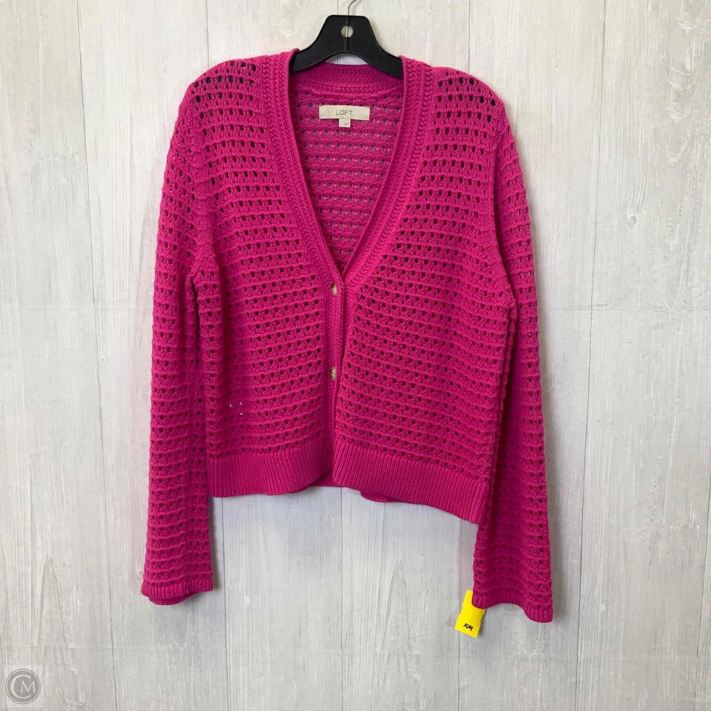Sweater Cardigan By Loft In Pink, Size: L