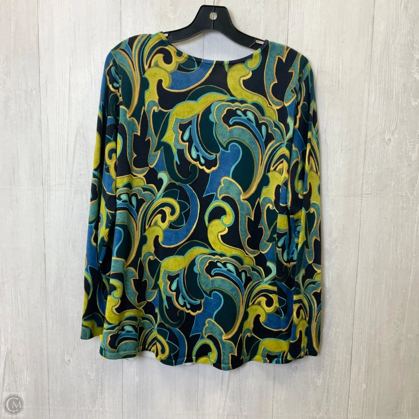 Top Long Sleeve By Chicos In Blue & Green, Size: L