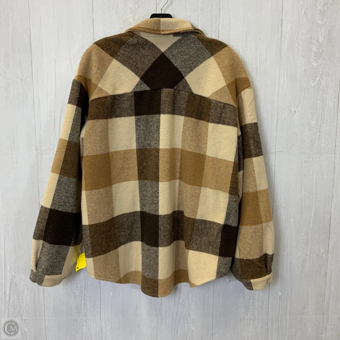 Jacket Shirt By Clothes Mentor In Brown & Cream, Size: M