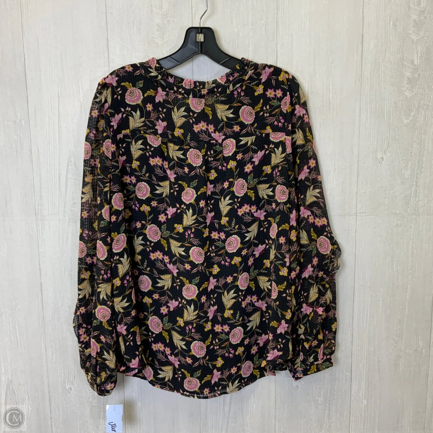 Blouse Long Sleeve By Loft In Black & Purple, Size: Xl