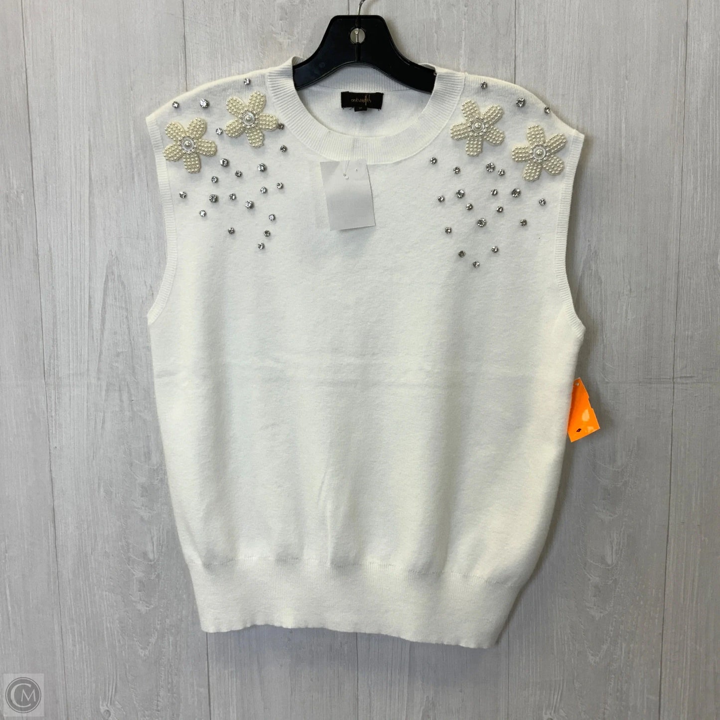 Vest Sweater By Clothes Mentor In White, Size: Xl