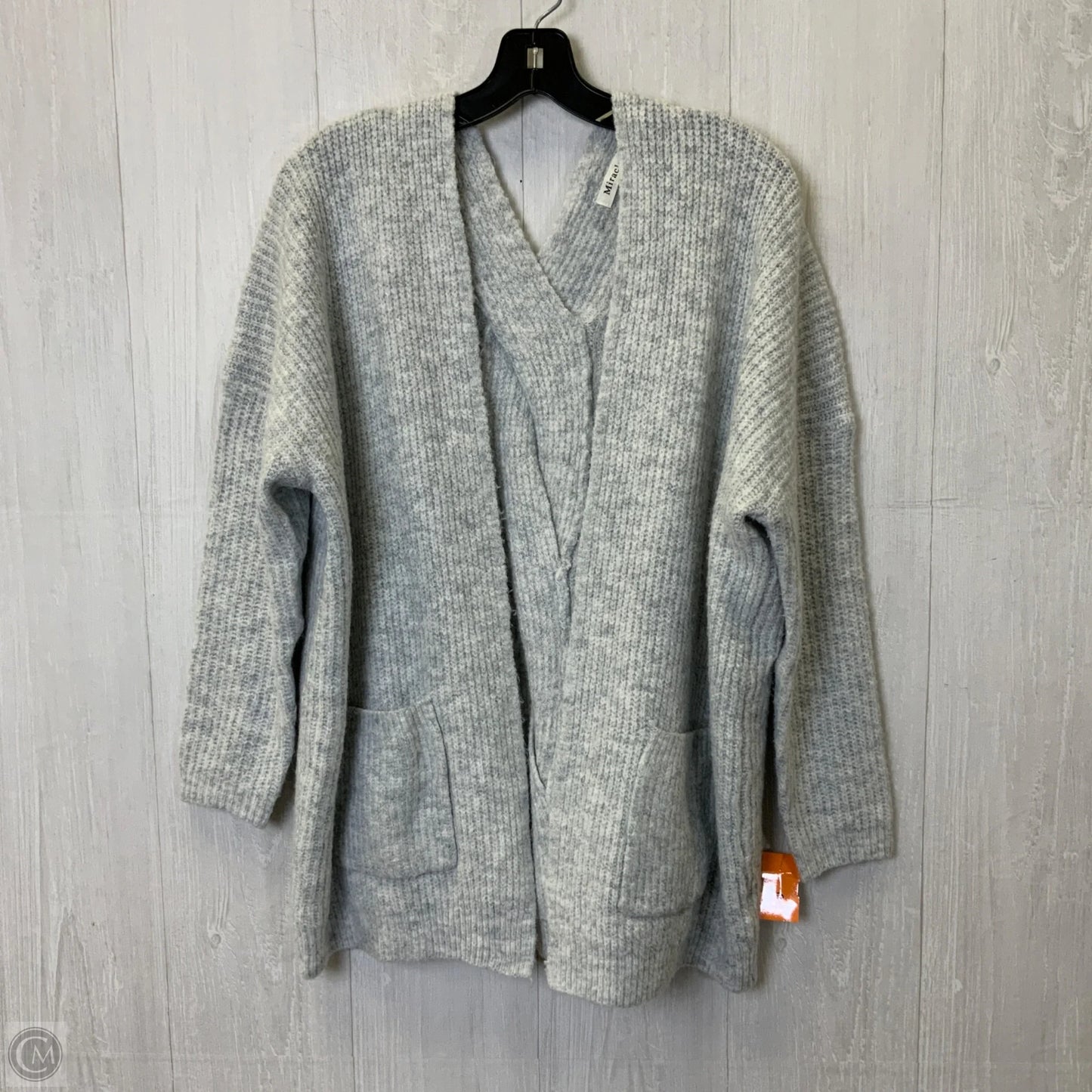 Sweater Cardigan By Miracle In Grey, Size: S