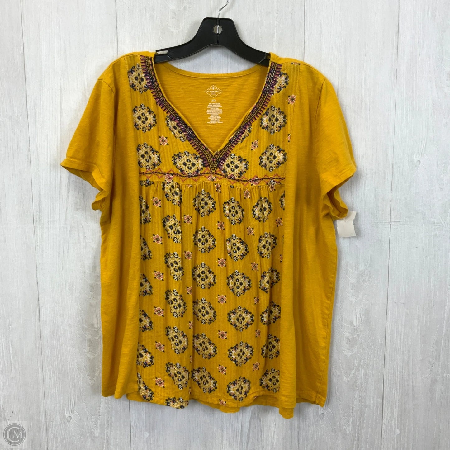 Top Short Sleeve By St Johns Bay In Yellow, Size: 2x