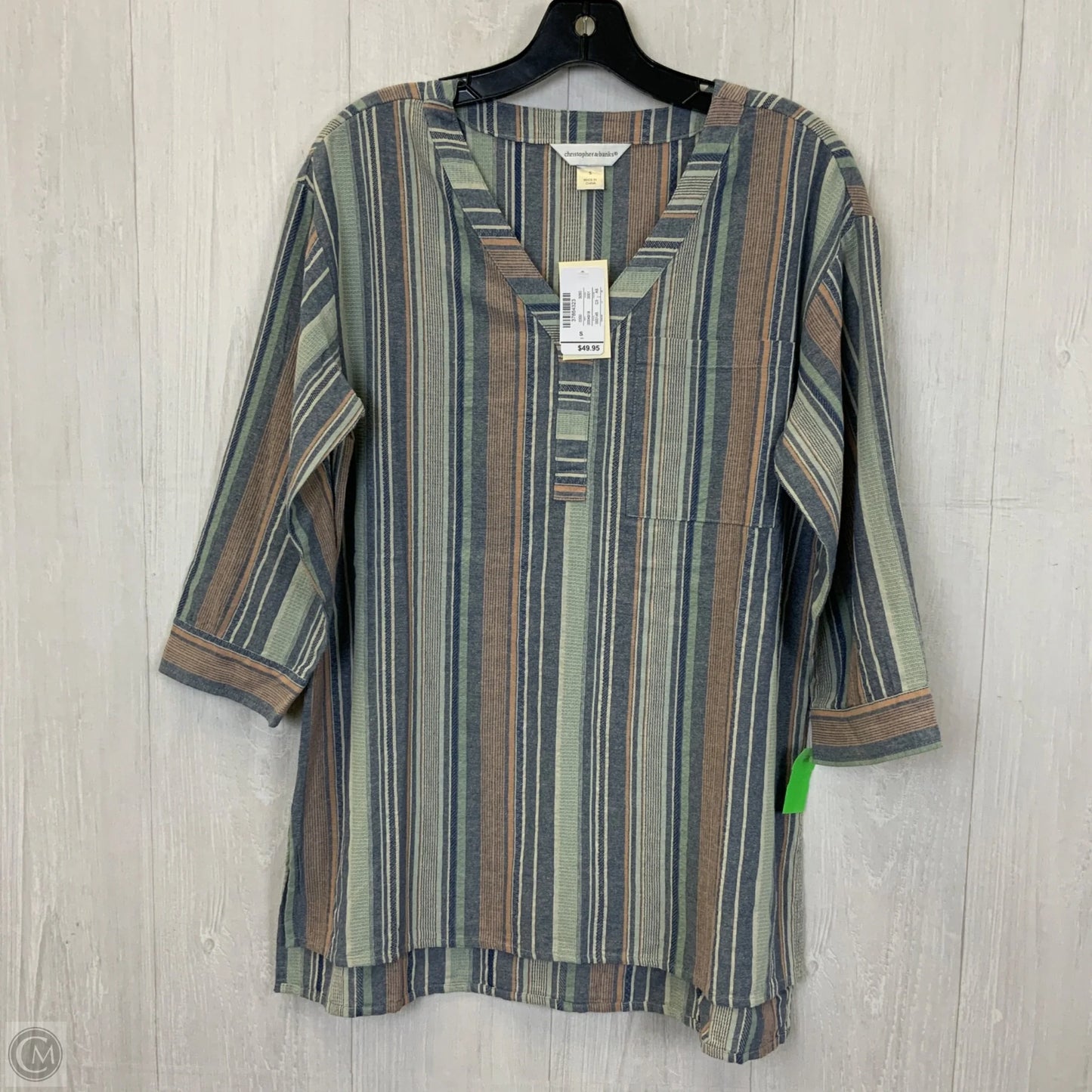 Top 3/4 Sleeve By Christopher And Banks In Striped Pattern, Size: S