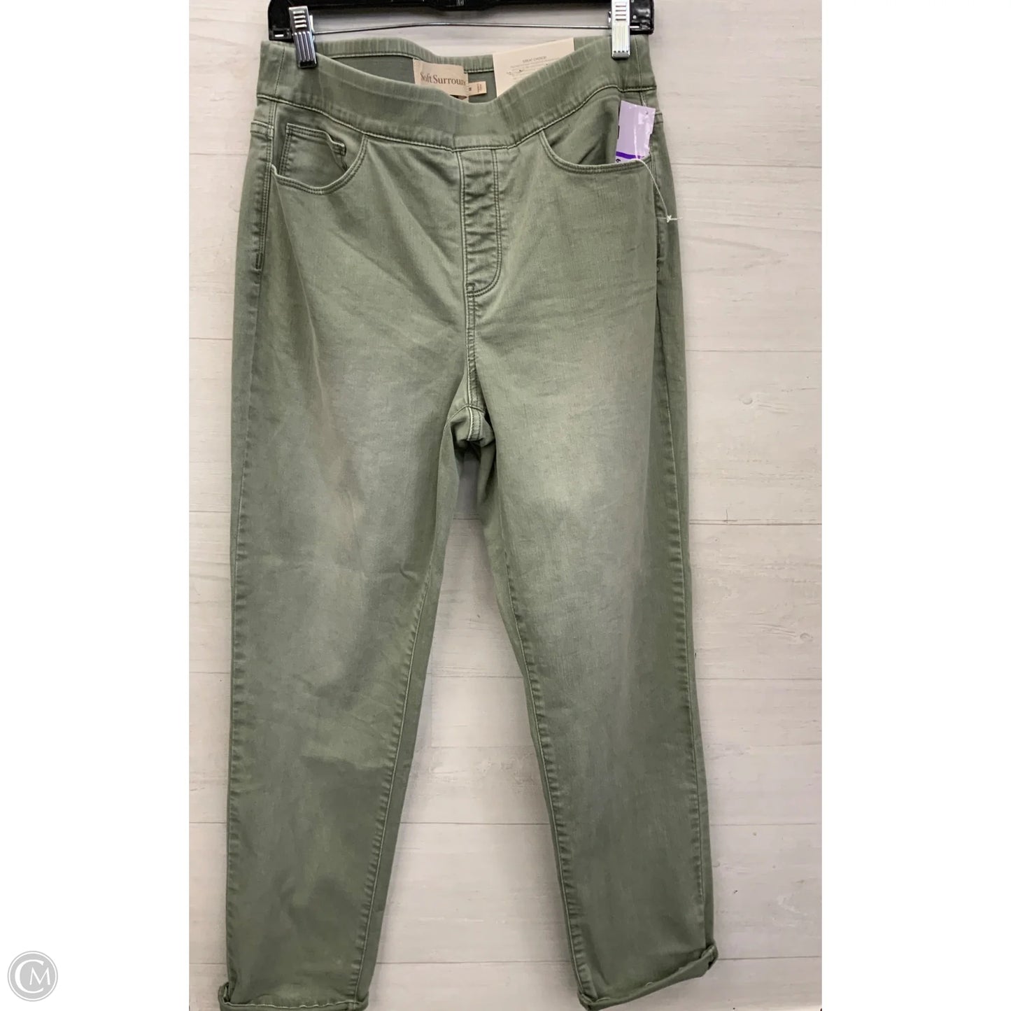 Jeans Straight By Soft Surroundings In Green Denim, Size: 10