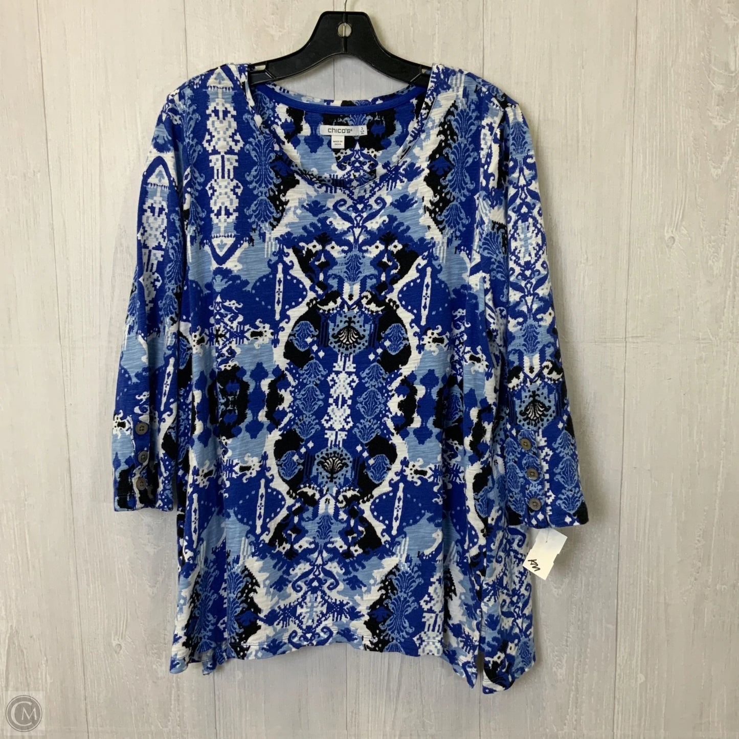 Top 3/4 Sleeve By Chicos In Multi-colored, Size: Xl