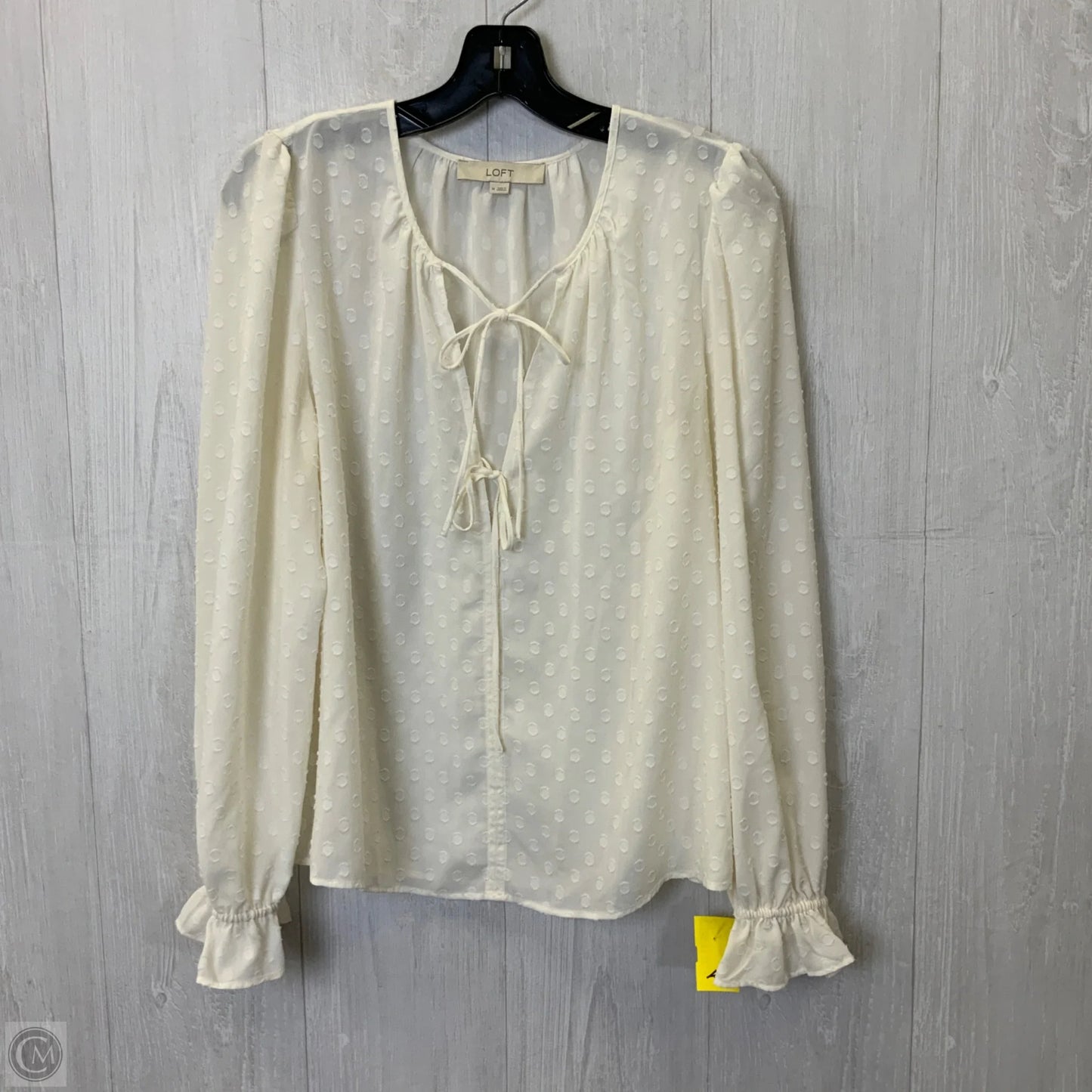 Blouse Long Sleeve By Loft In Cream, Size: M