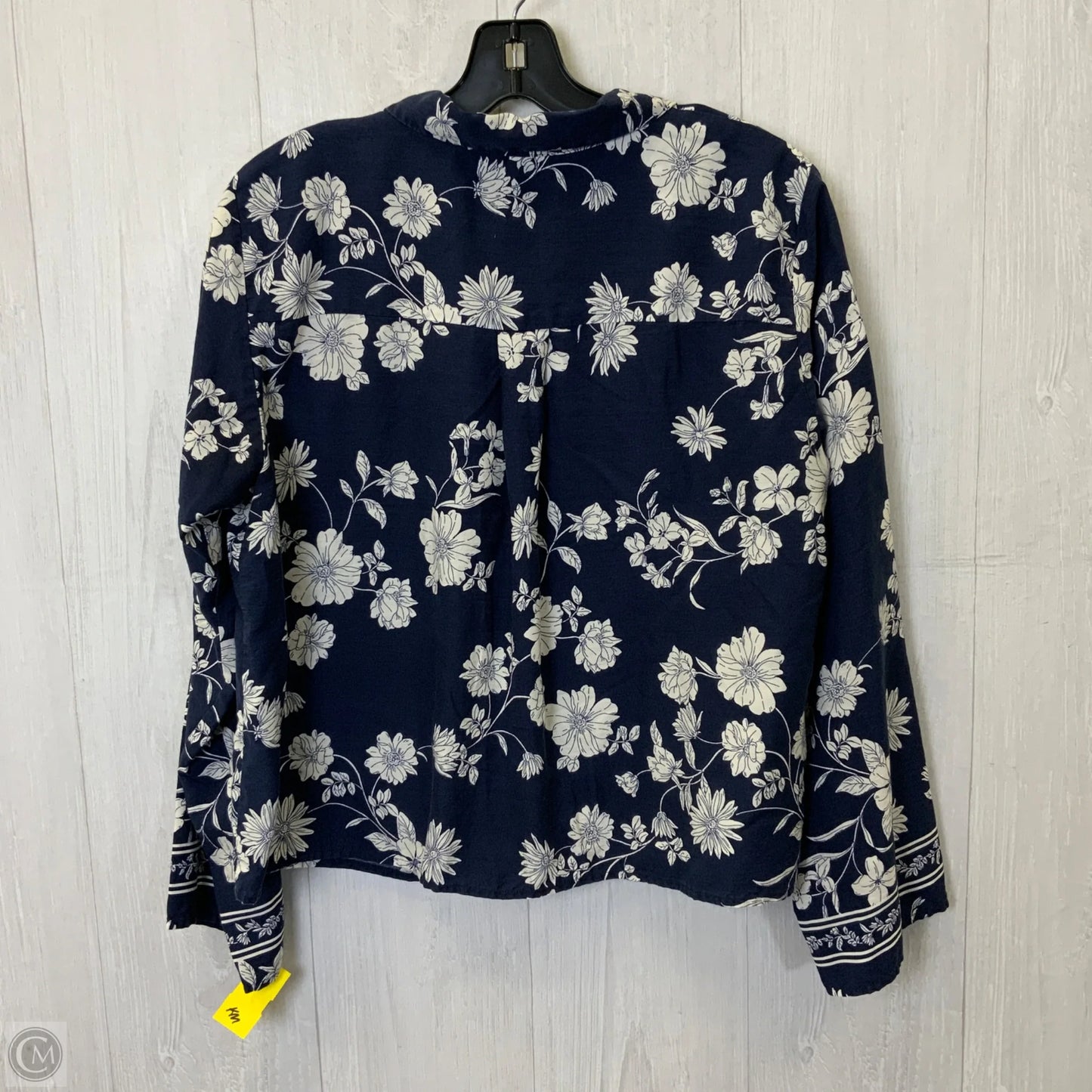Blouse Long Sleeve By Loft In Blue & White, Size: M