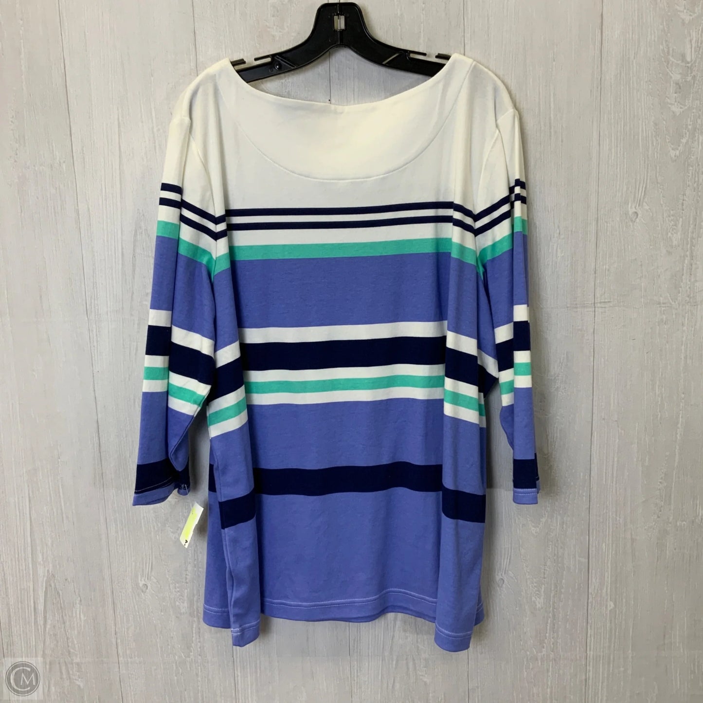 Top 3/4 Sleeve By Croft And Barrow In Striped Pattern, Size: 3x