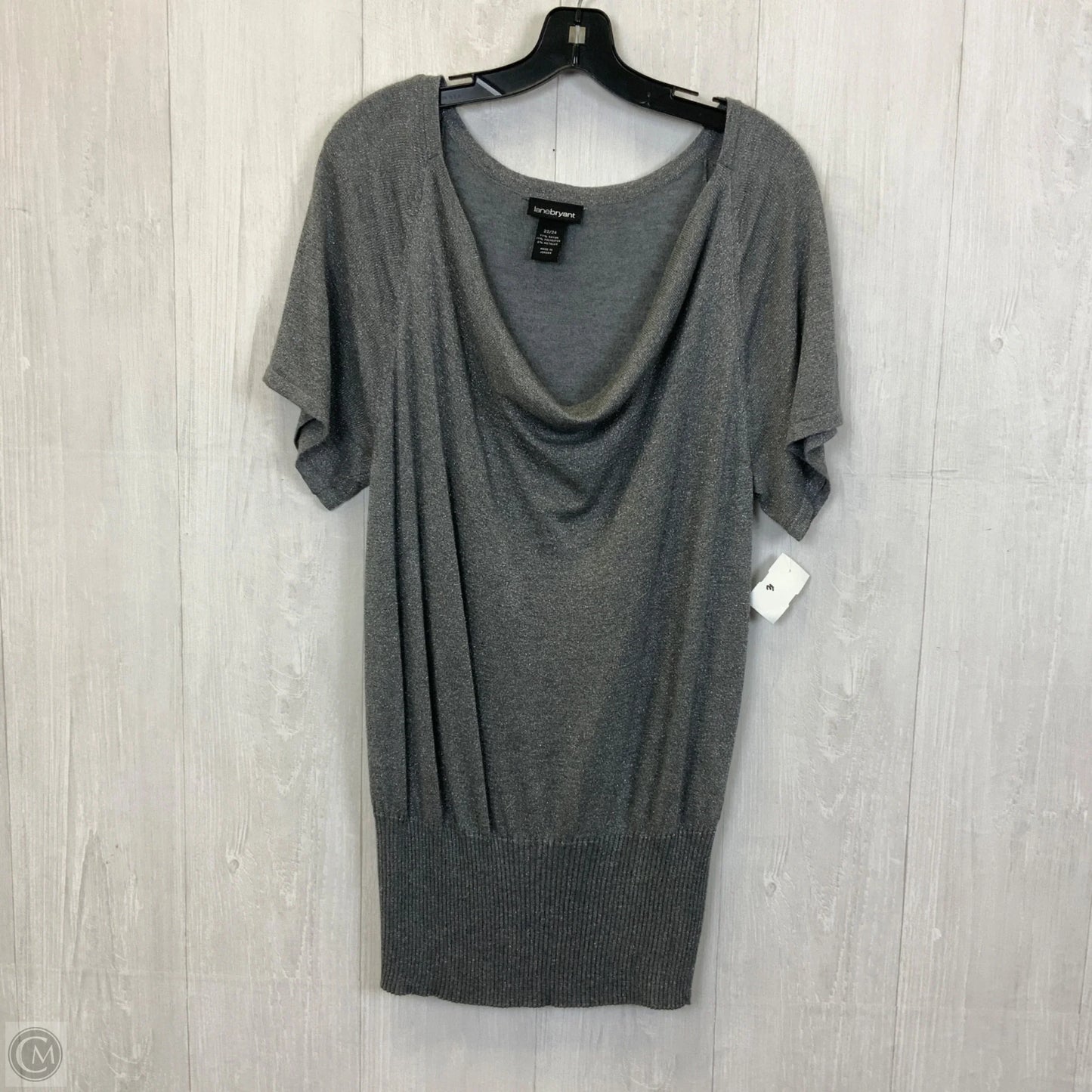 Top Short Sleeve By Lane Bryant In Grey & Silver, Size: 3x