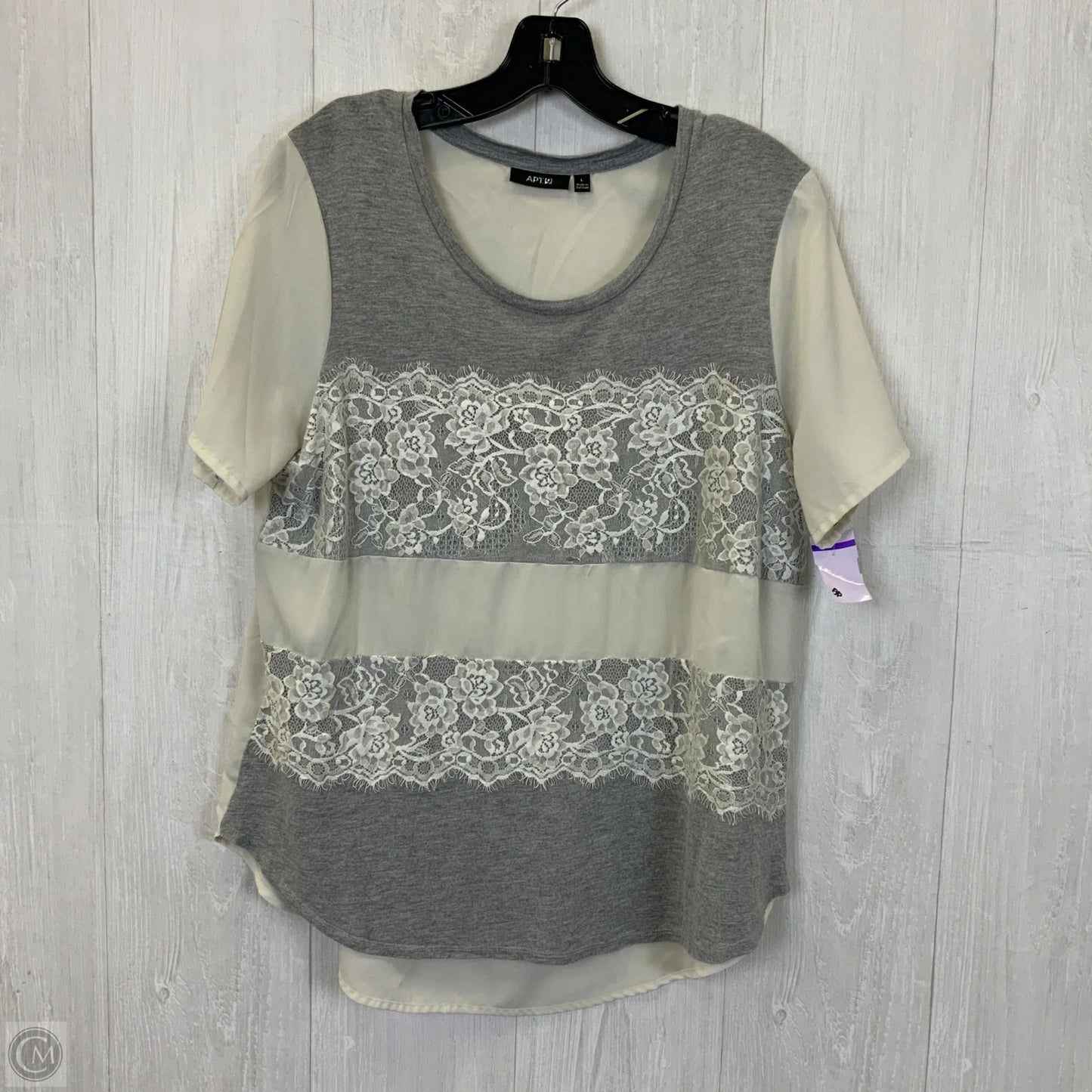 Top Short Sleeve By Apt 9 In Grey, Size: L