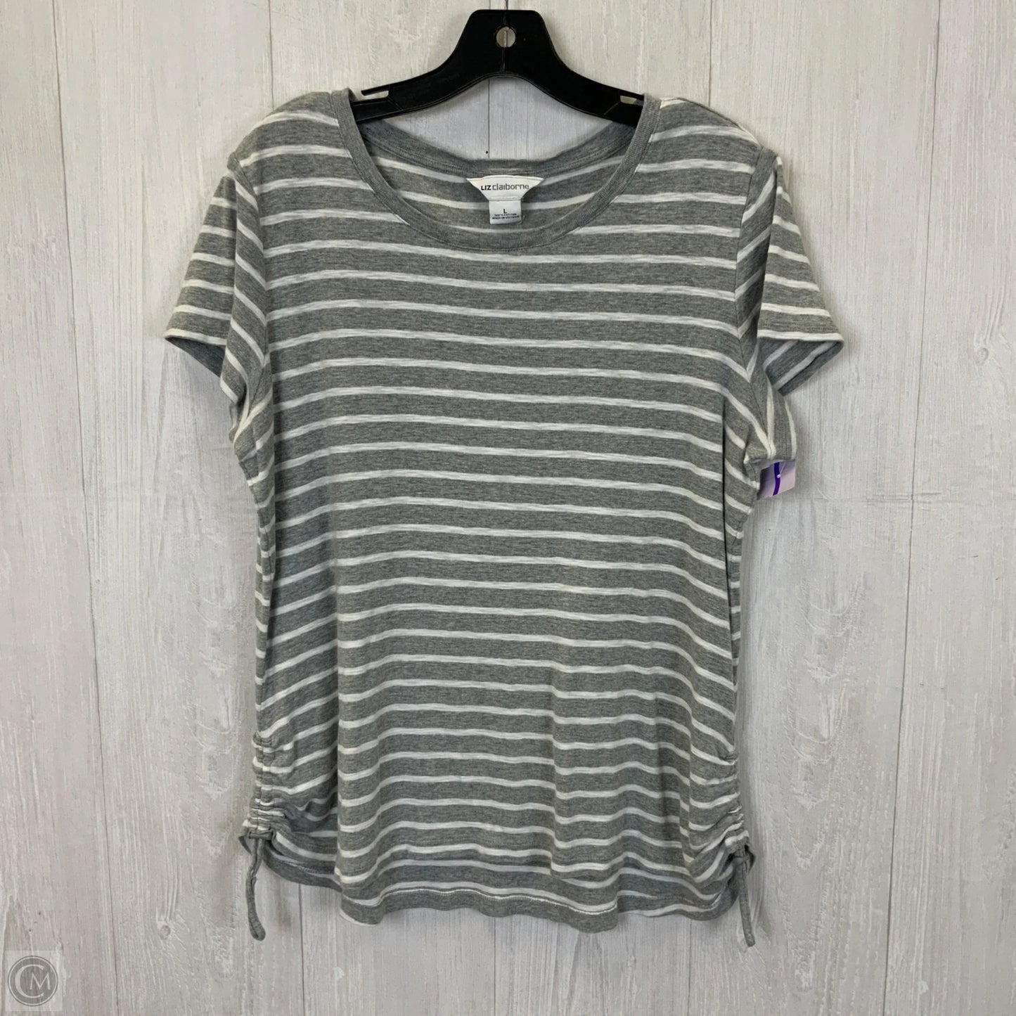 Top Short Sleeve By Liz Claiborne In Grey, Size: L