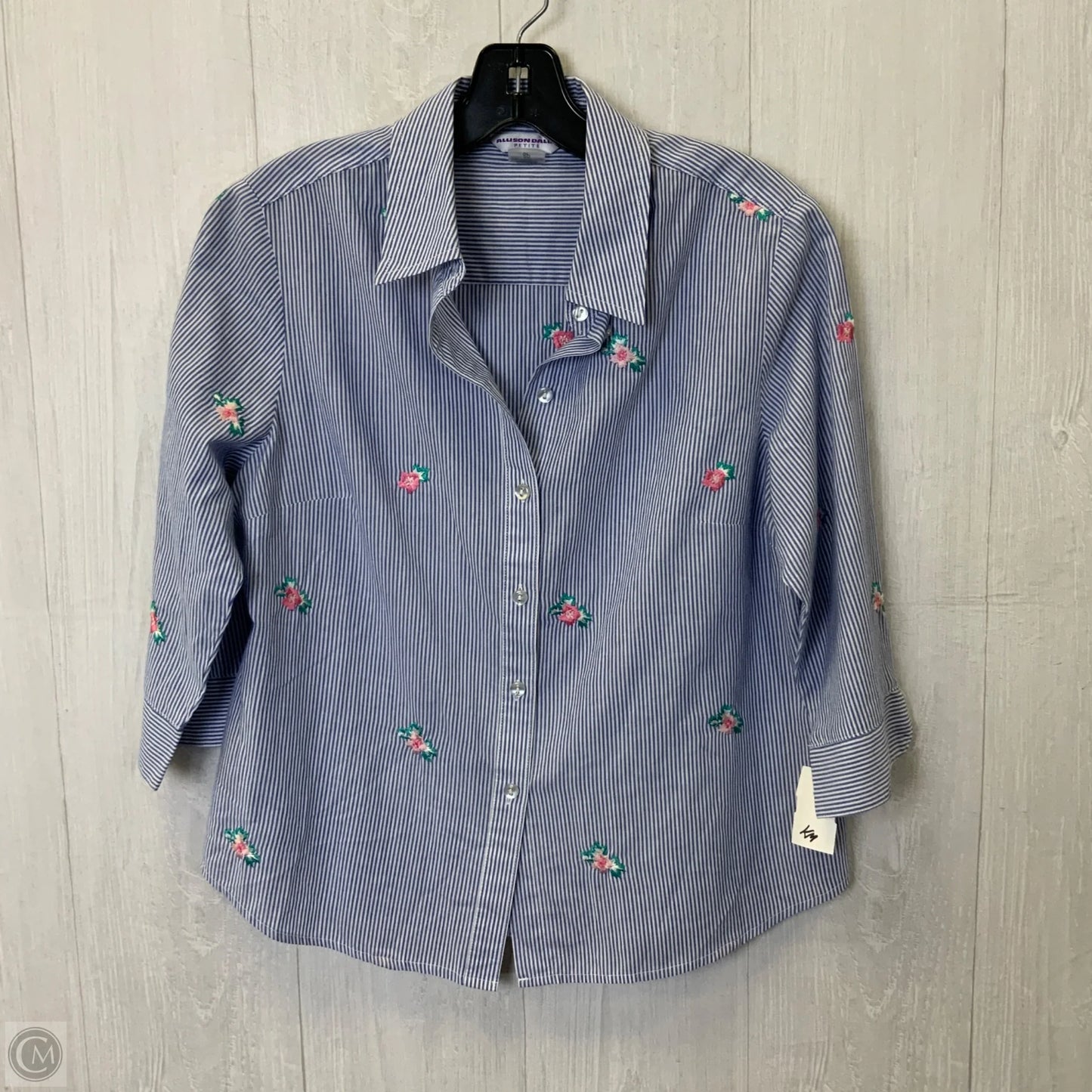 Top 3/4 Sleeve By Allison Daley In Blue, Size: Mp