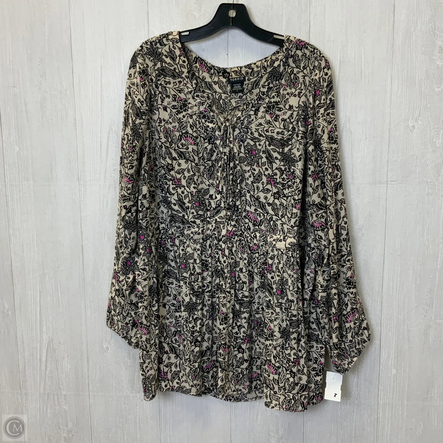 Top Long Sleeve By Torrid In Black & Cream, Size: 2x