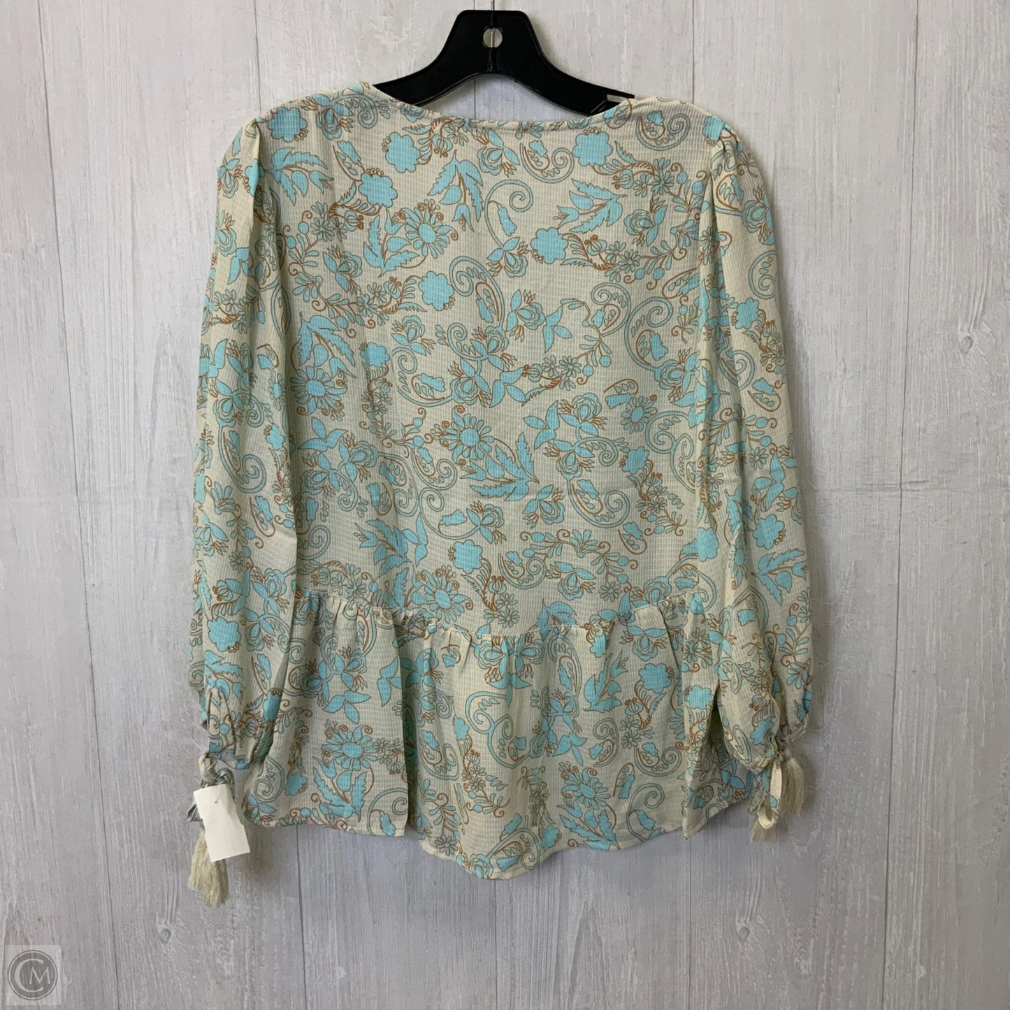 Top 3/4 Sleeve By Lovestitch In Blue & Cream, Size: M
