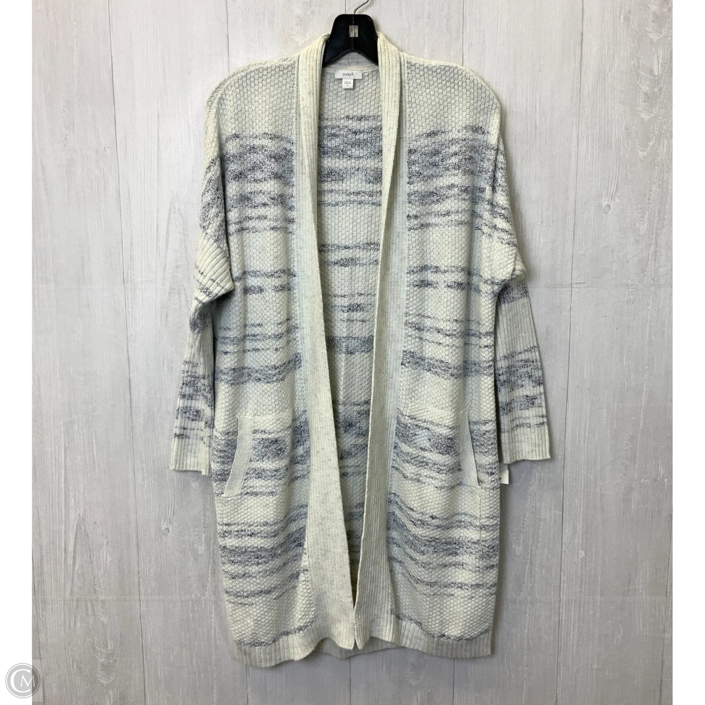 Sweater Cardigan By Pure Jill In Blue & White, Size: S
