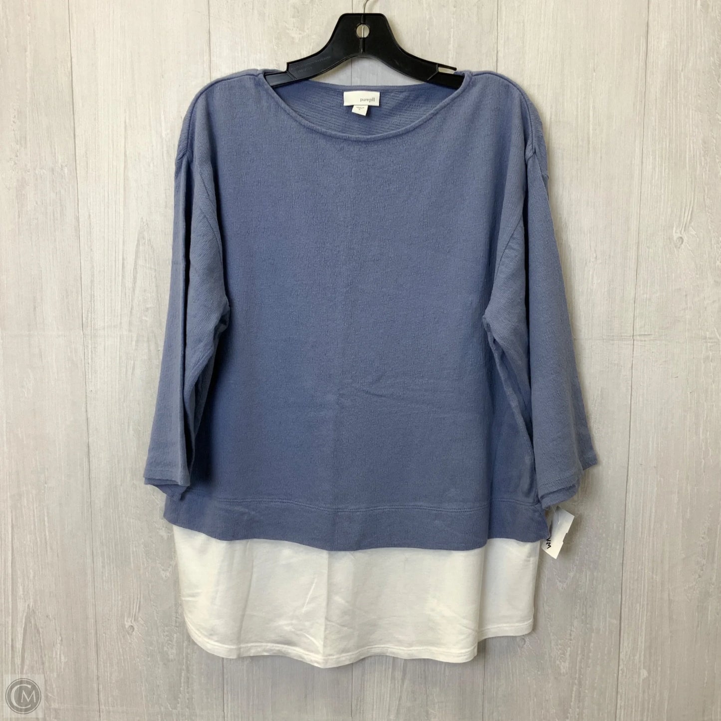 Top Long Sleeve By Pure Jill In Blue & White, Size: S