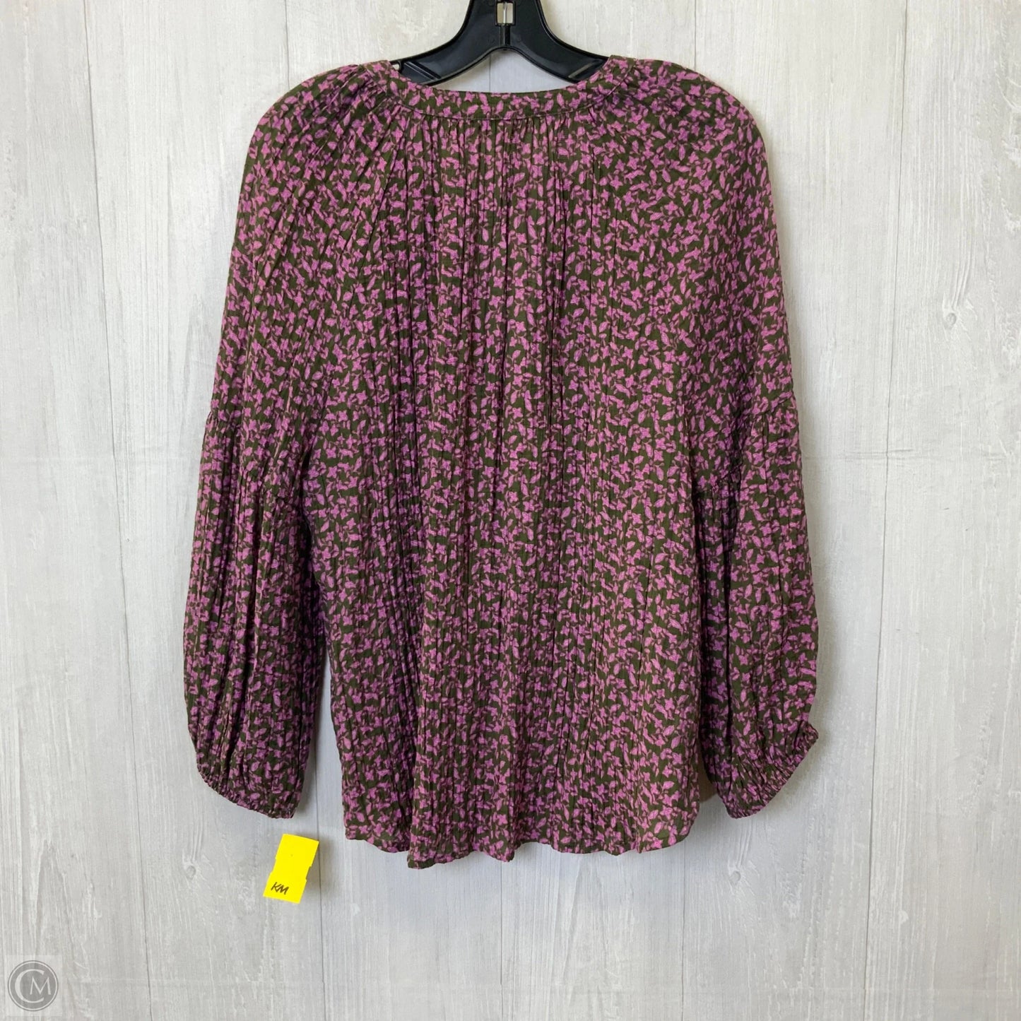 Blouse Long Sleeve By Loft In Green & Purple, Size: L