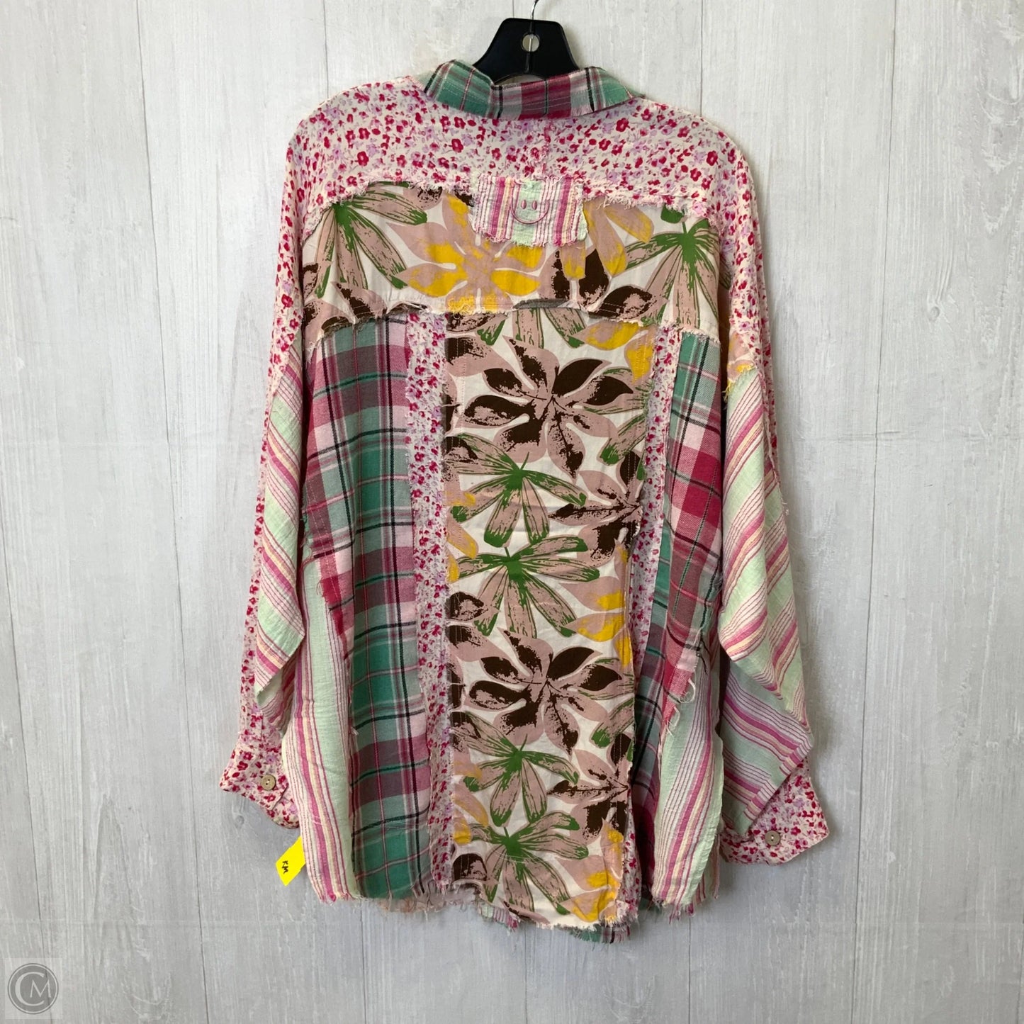 Blouse Long Sleeve By Oli & Hali In Green & Pink, Size: L