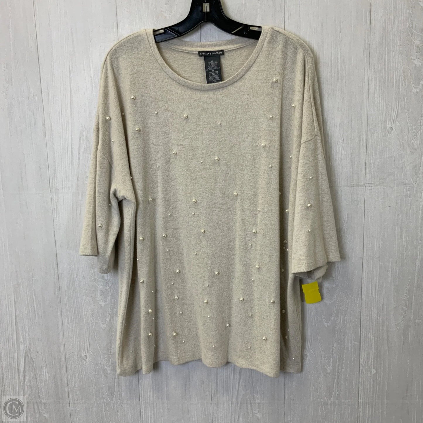 Top 3/4 Sleeve By Chelsea And Theodore In Cream, Size: Xl