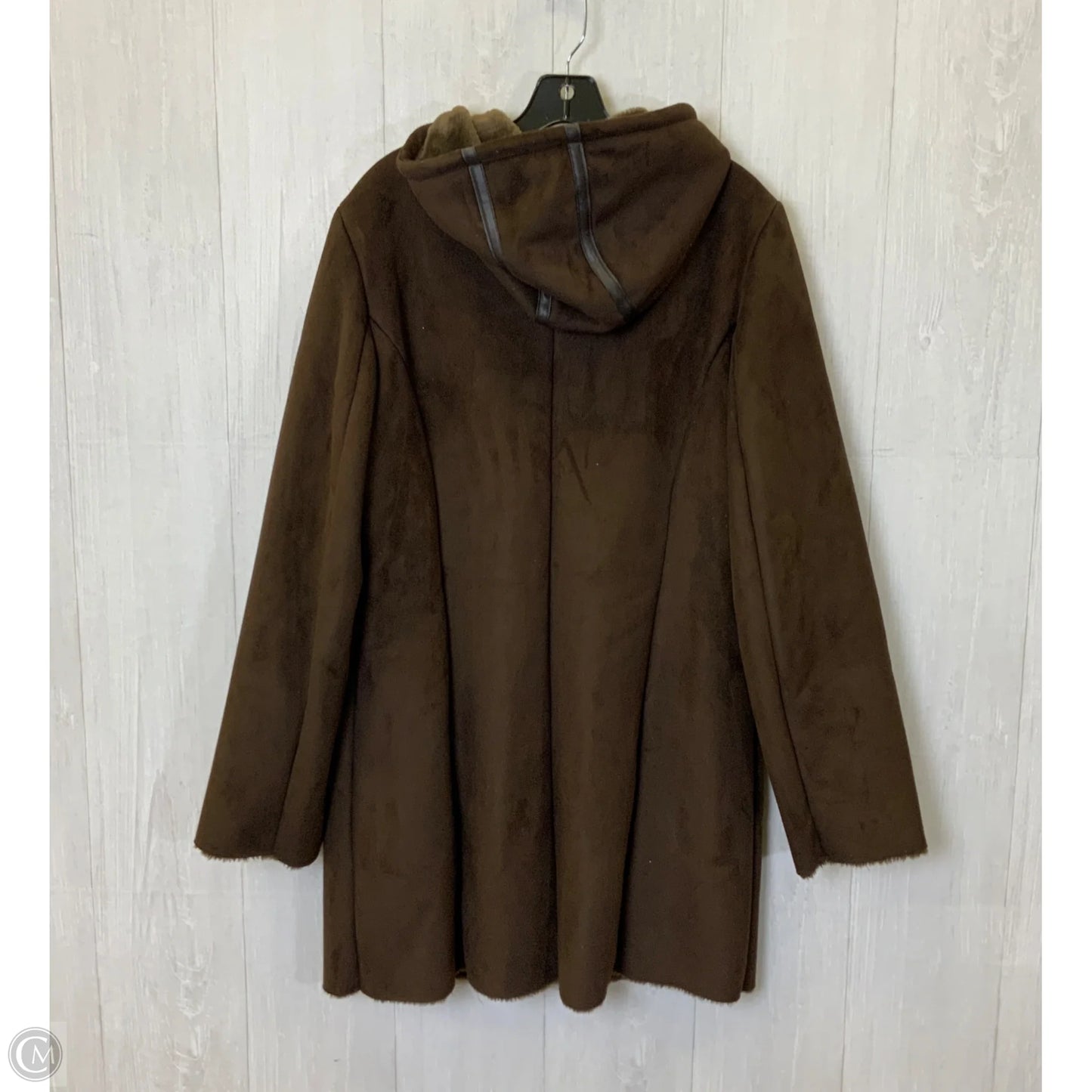 Coat Faux Fur & Sherpa By Via Spiga In Brown, Size: L