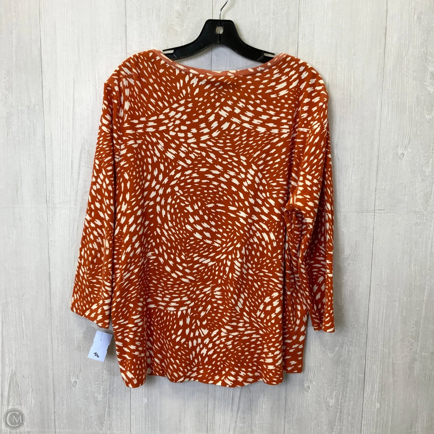 Top Long Sleeve By Chicos In Orange & White, Size: Xl