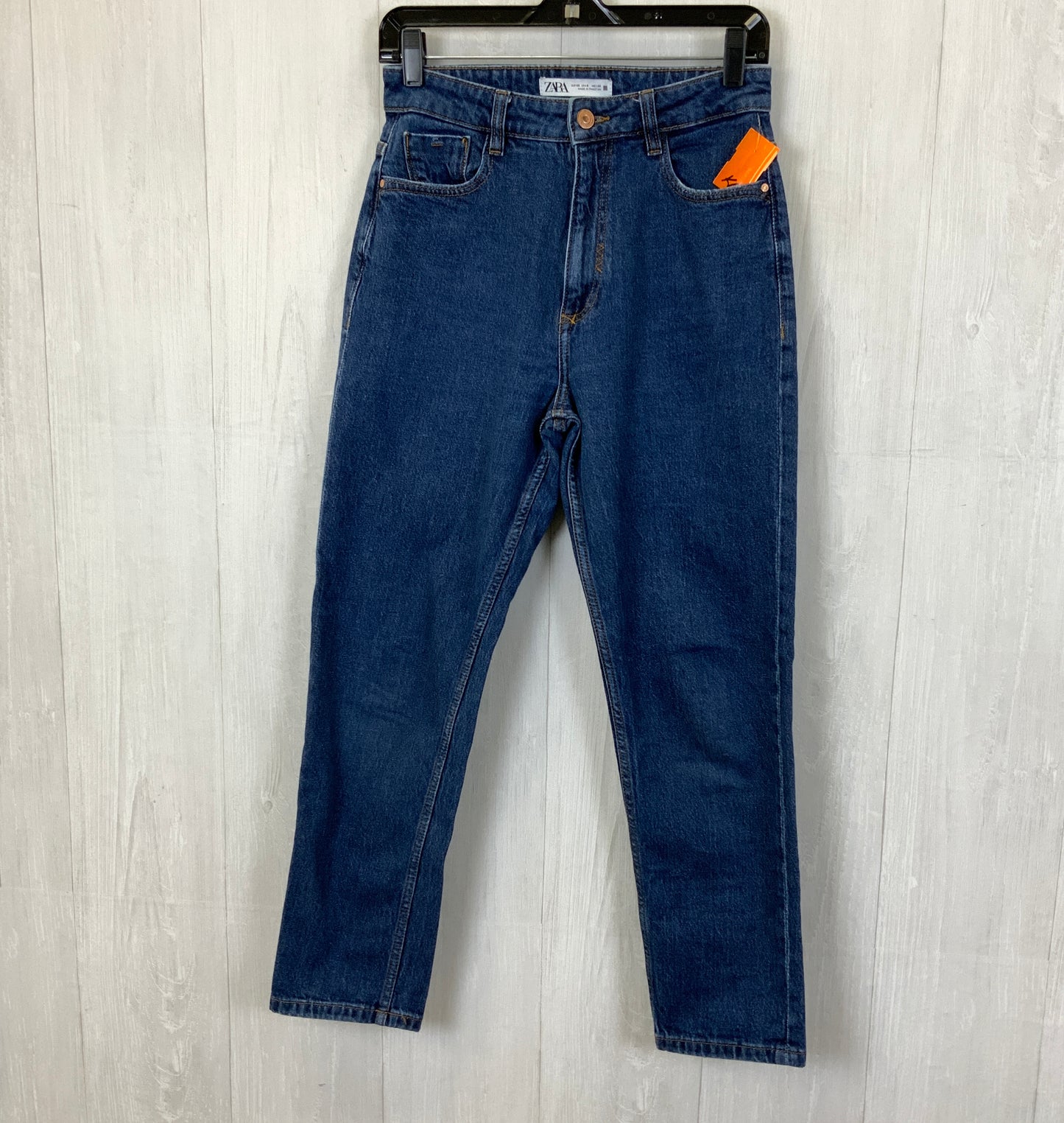 Jeans Straight By Zara In Blue Denim, Size: 6