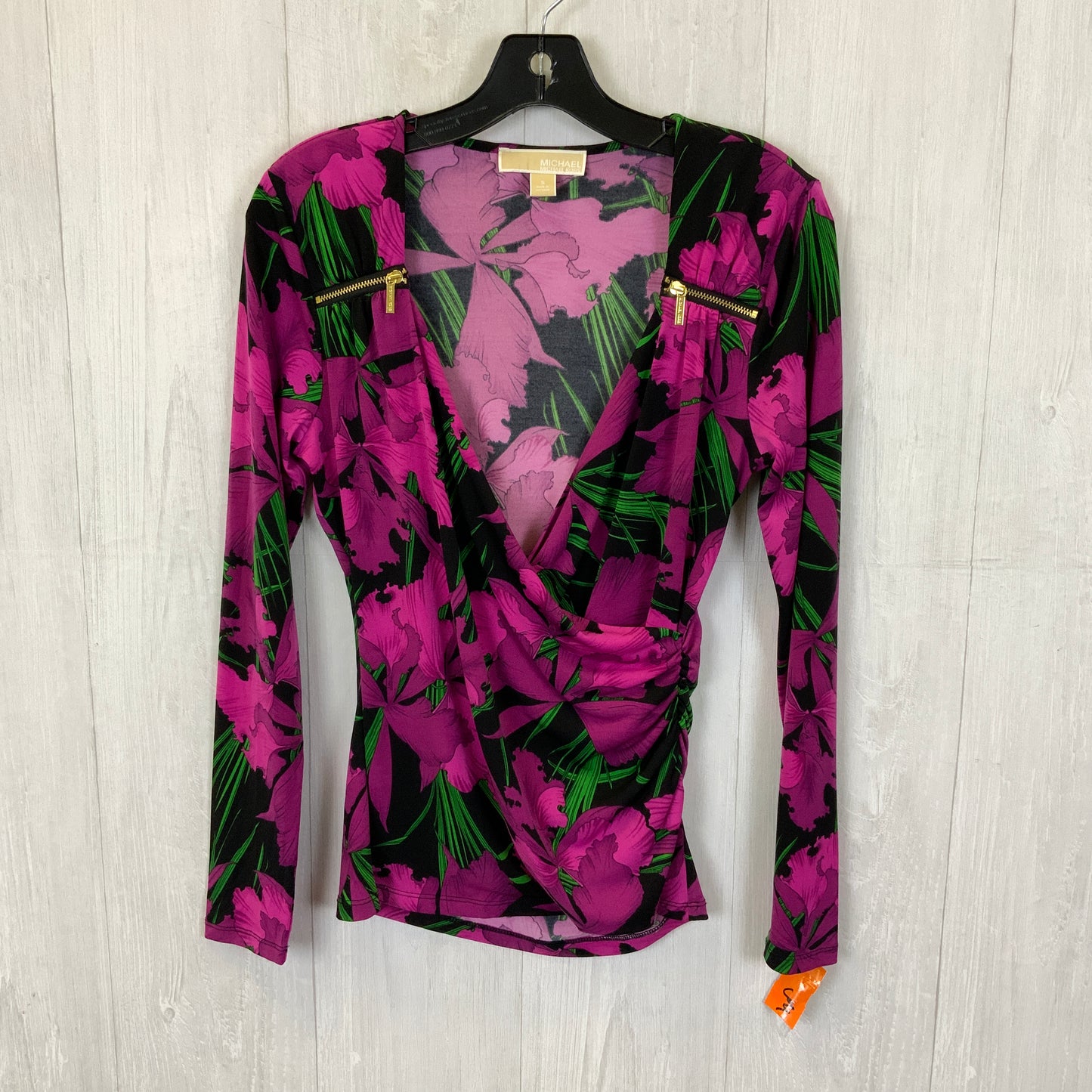 Top Long Sleeve By Michael By Michael Kors In Black & Purple, Size: S