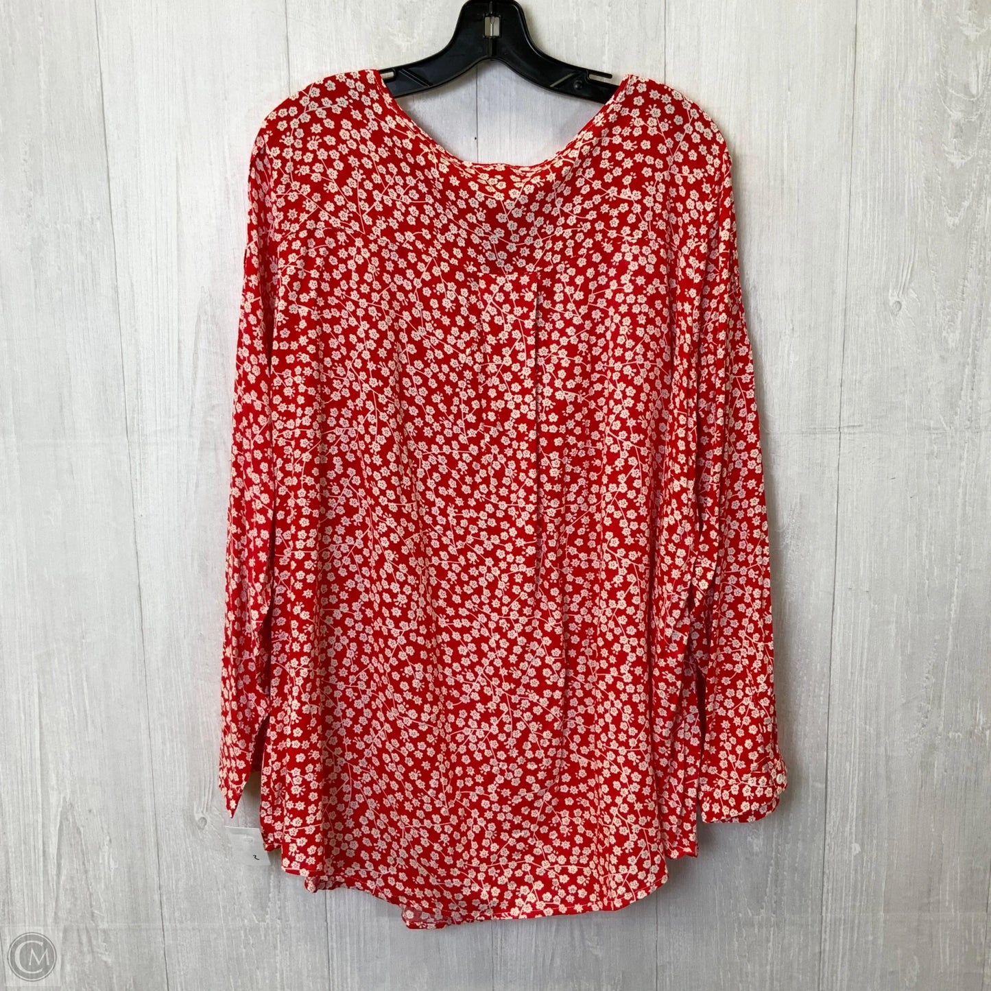 Blouse Long Sleeve By Suzanne Betro In Red & White, Size: 3x