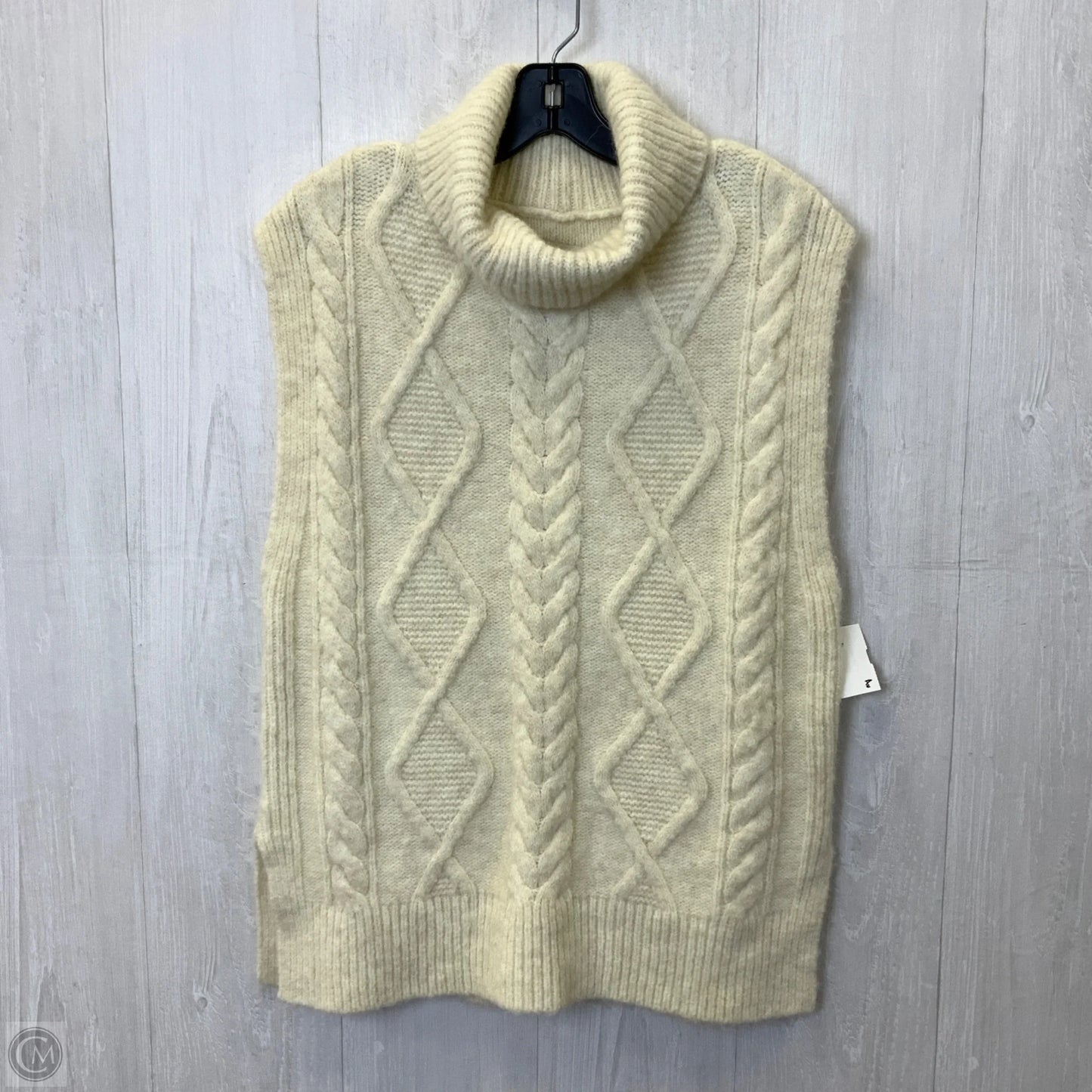 Sweater Short Sleeve By Loft In Cream, Size: S
