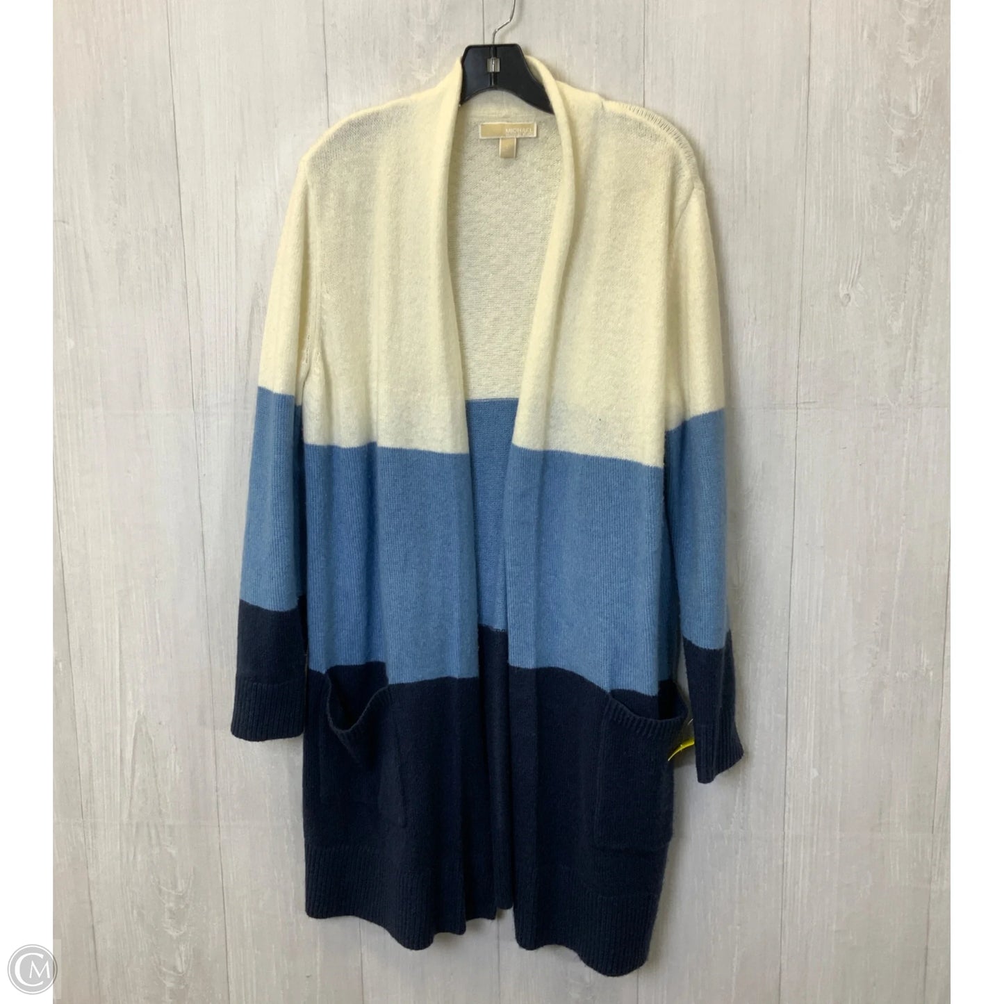 Cardigan By Michael By Michael Kors In Blue & Cream, Size: L