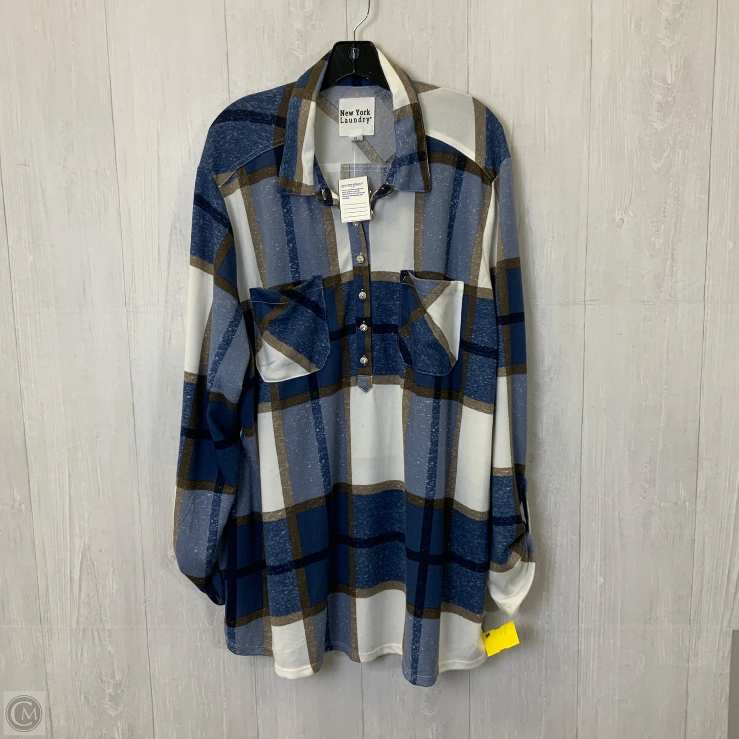 Top Long Sleeve By New York Laundry In Plaid Pattern, Size: 3x
