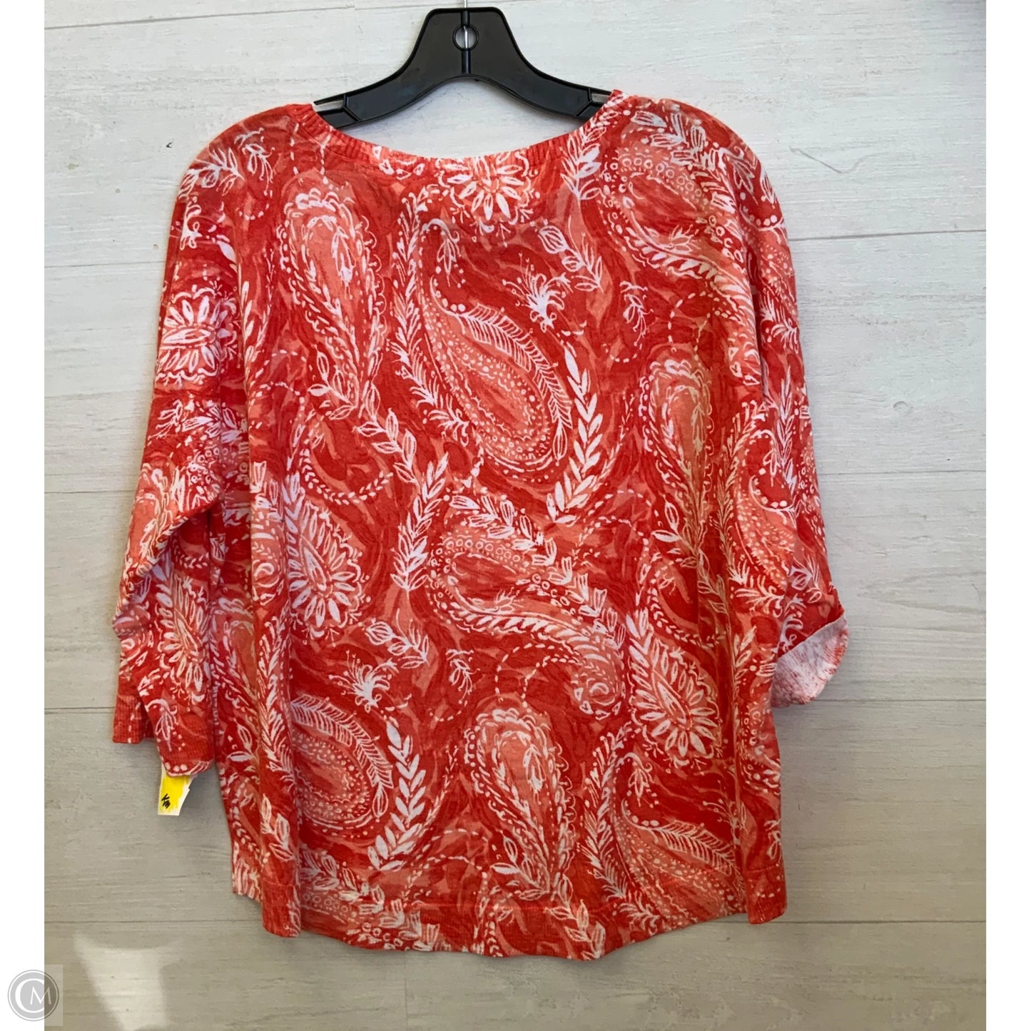 Top 3/4 Sleeve By Talbots In Orange & White, Size: Xlp