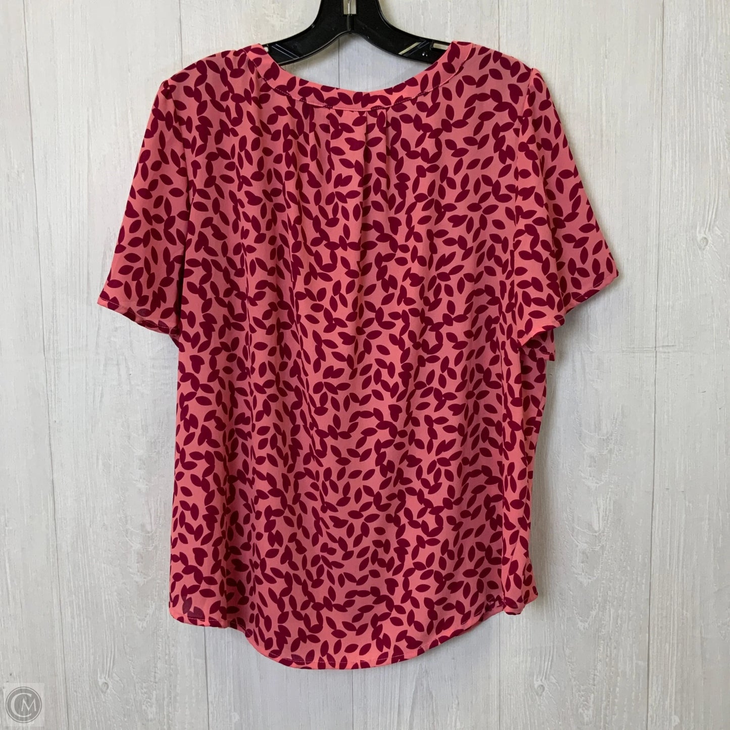 Blouse Short Sleeve By Liz Claiborne In Pink & Red, Size: Xlp