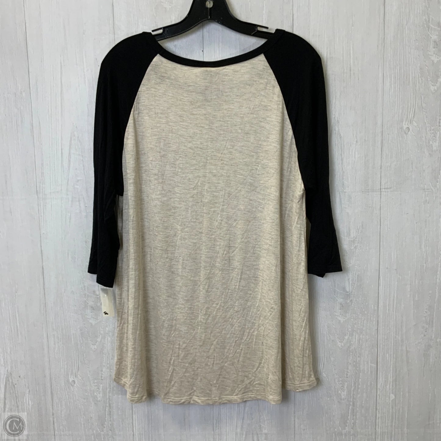 Top 3/4 Sleeve By Clothes Mentor In Black & Cream, Size: 2x