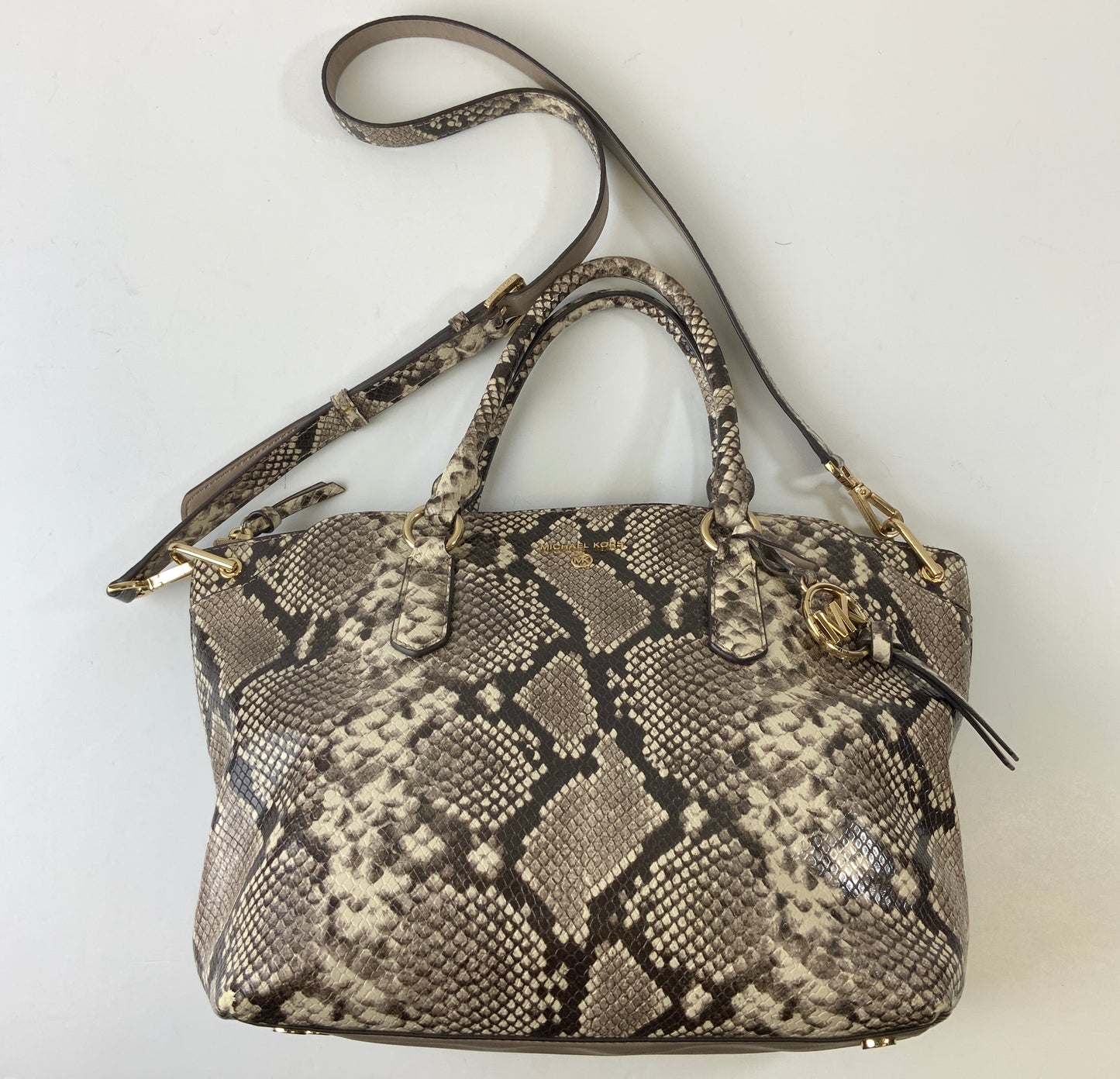 Handbag Designer By Michael Kors Collection In Snakeskin Print, Size:Medium