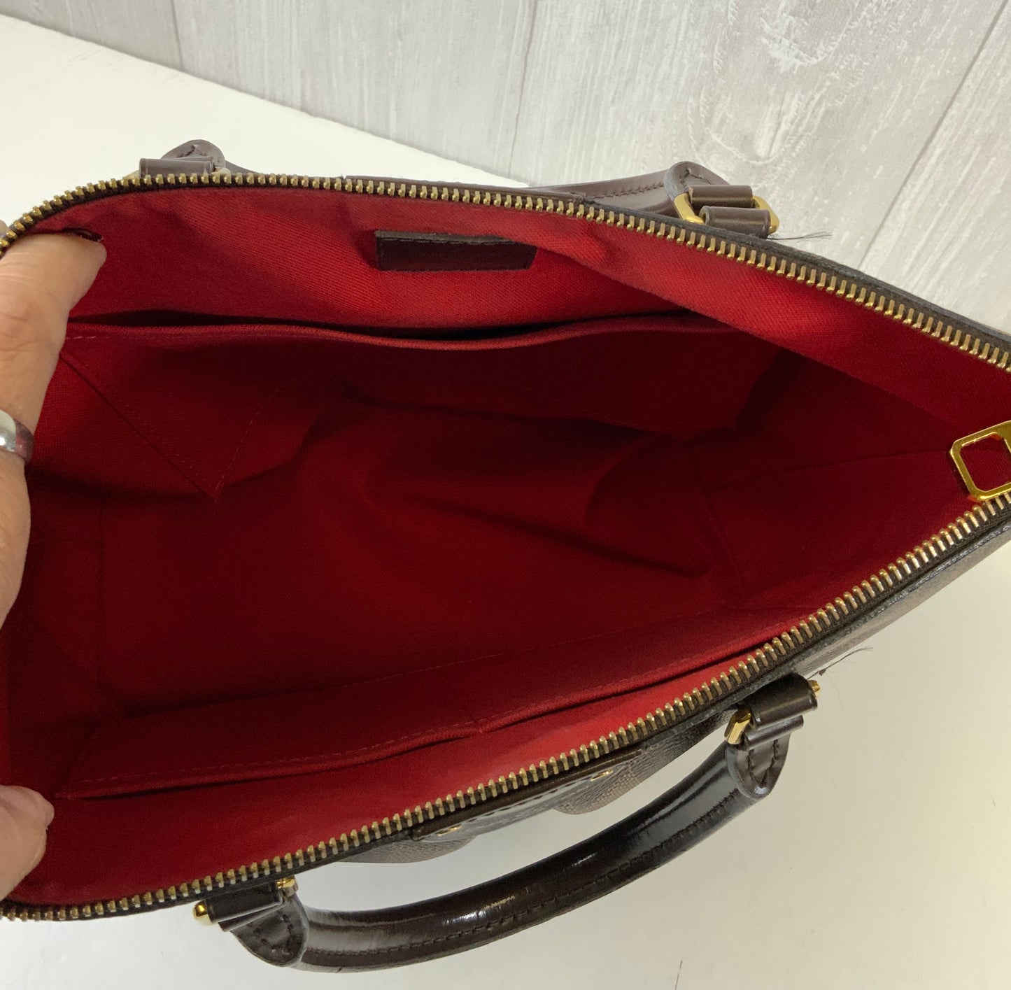 Handbag Luxury Designer By Louis Vuitton In Brown, Size:Medium