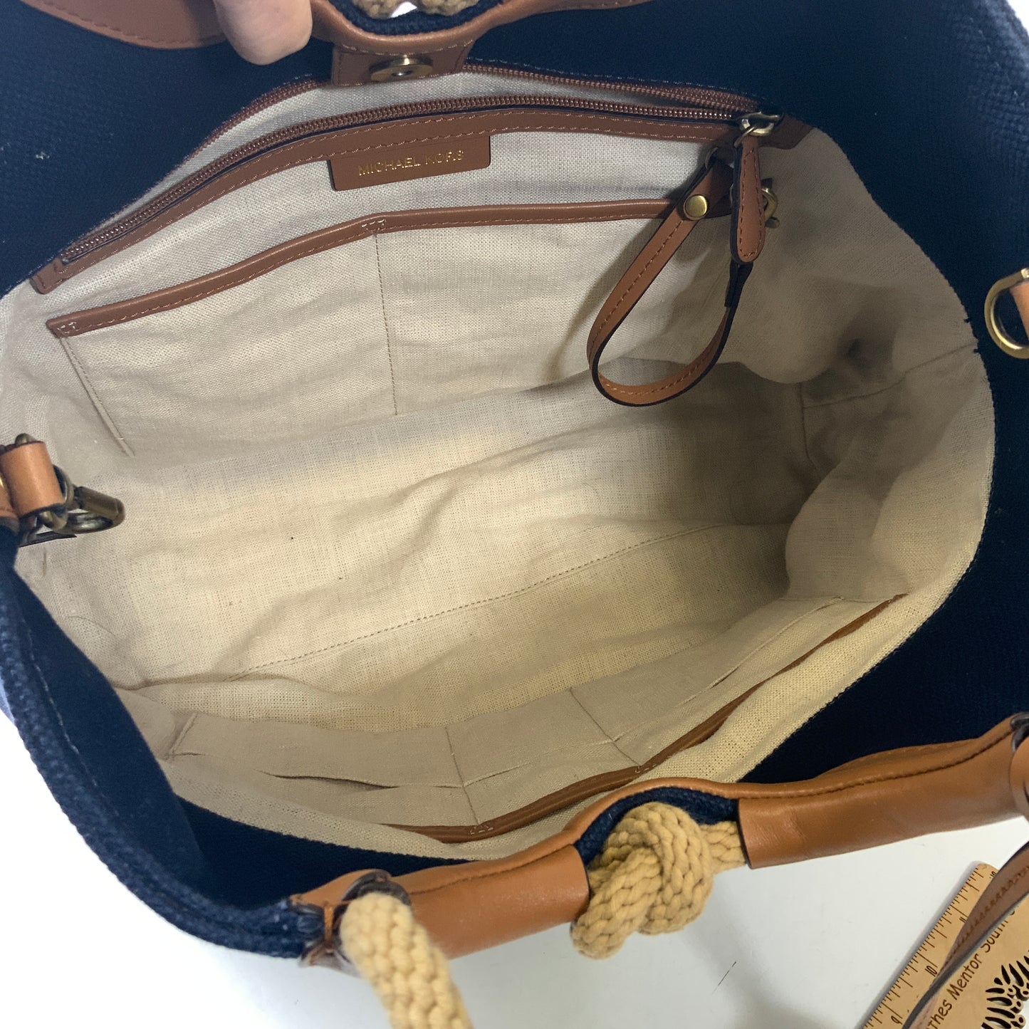 Handbag Designer By Michael Kors In Navy, Size:Large