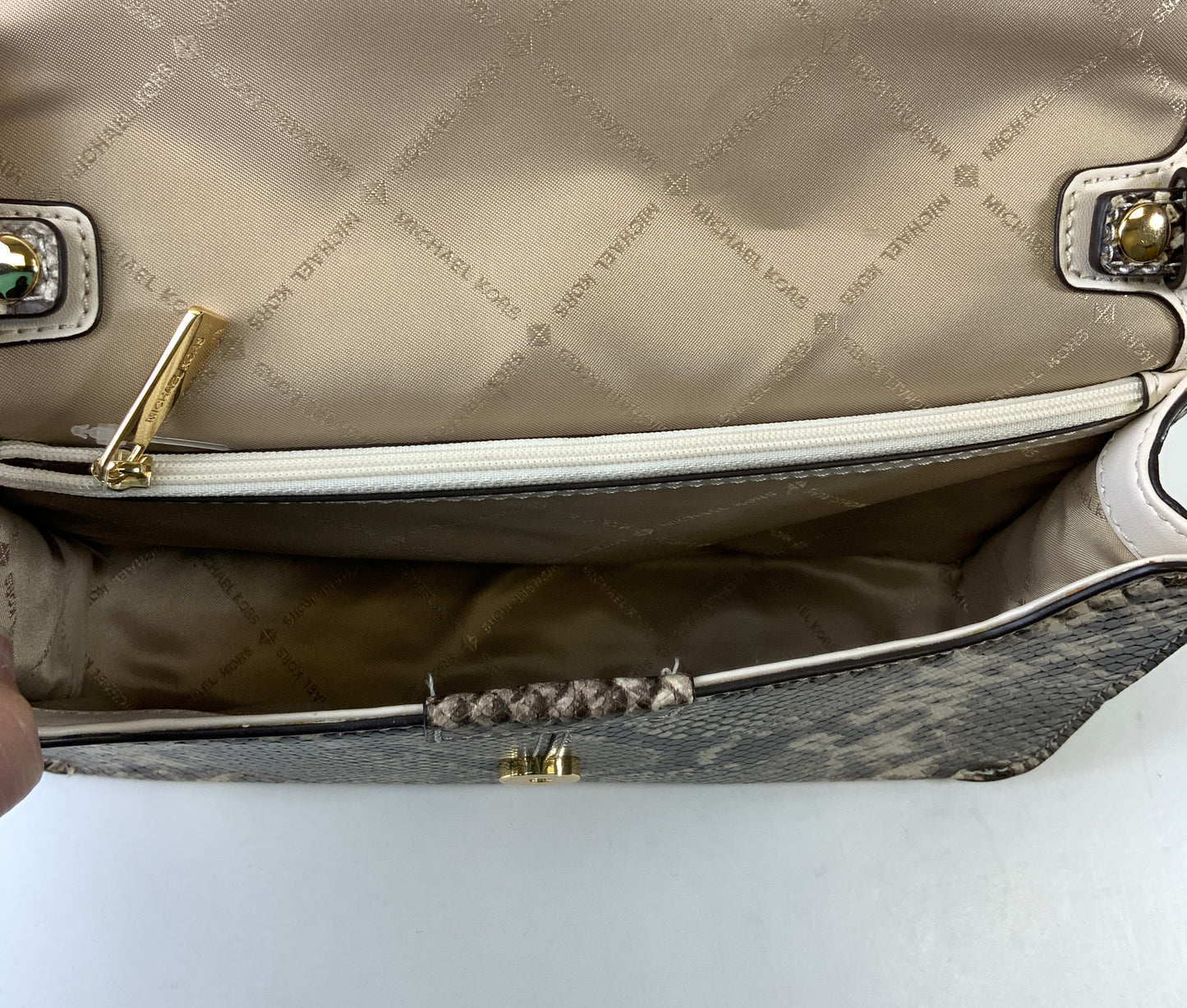 Handbag Designer By Michael Kors Collection In Snakeskin Print, Size:Medium